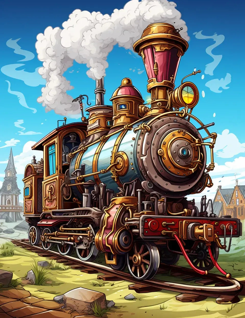 100 Steampunk Train Coloring Pages 2-Robs Books