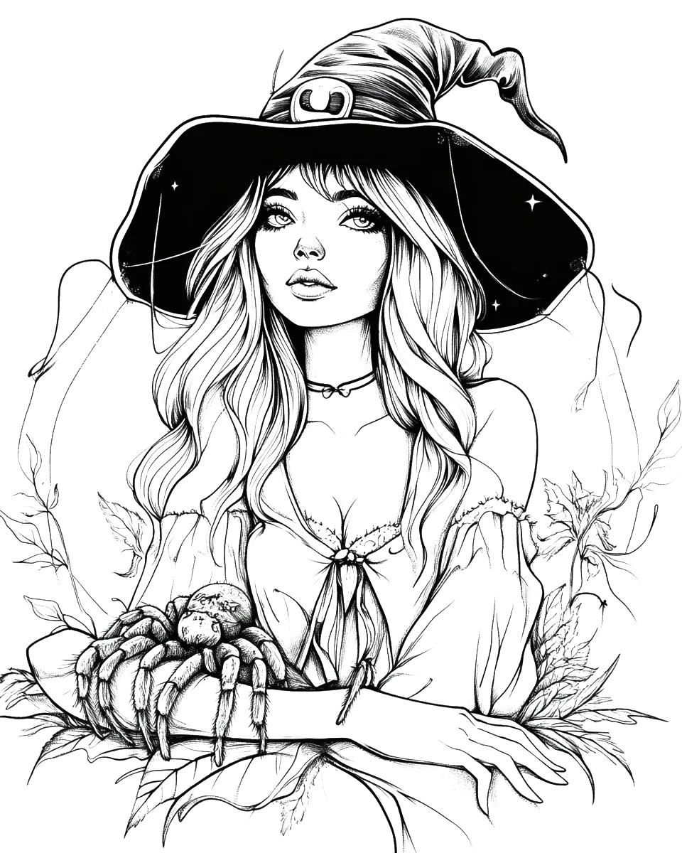 120 Halloween Witch Coloring Pages-Robs Books