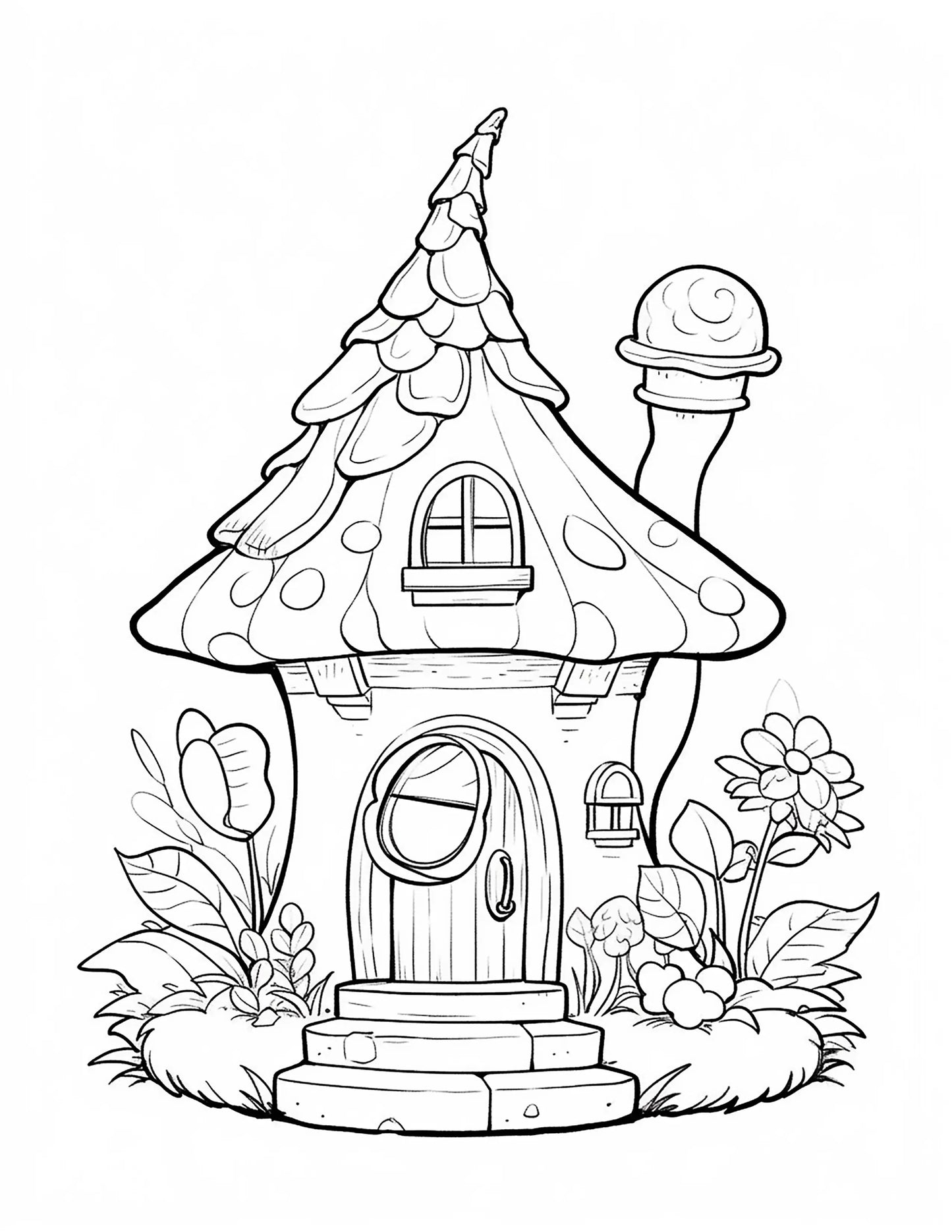 140 Fairy House Coloring Pages 1-Robs Books