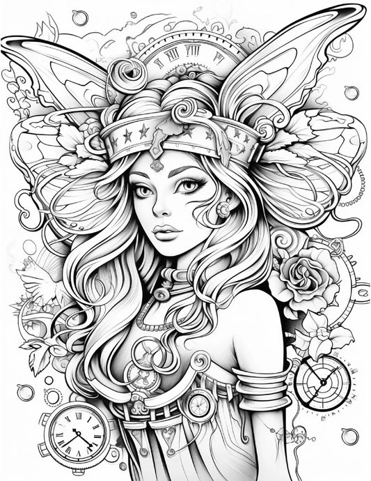 100 Steampunk Fairies Coloring Pages 2-Robs Books