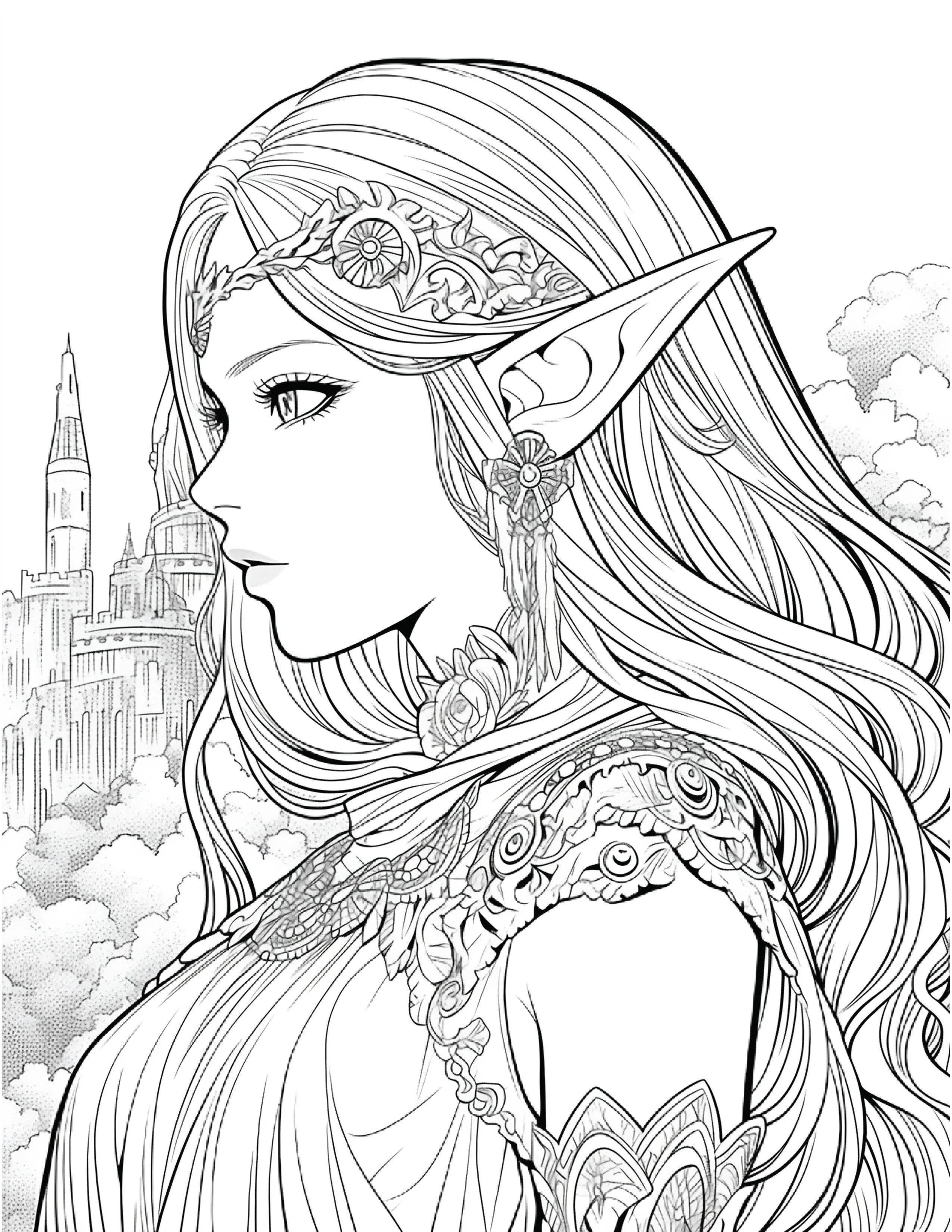 300 Elf Princess Coloring Pages 9 - Robs Books
