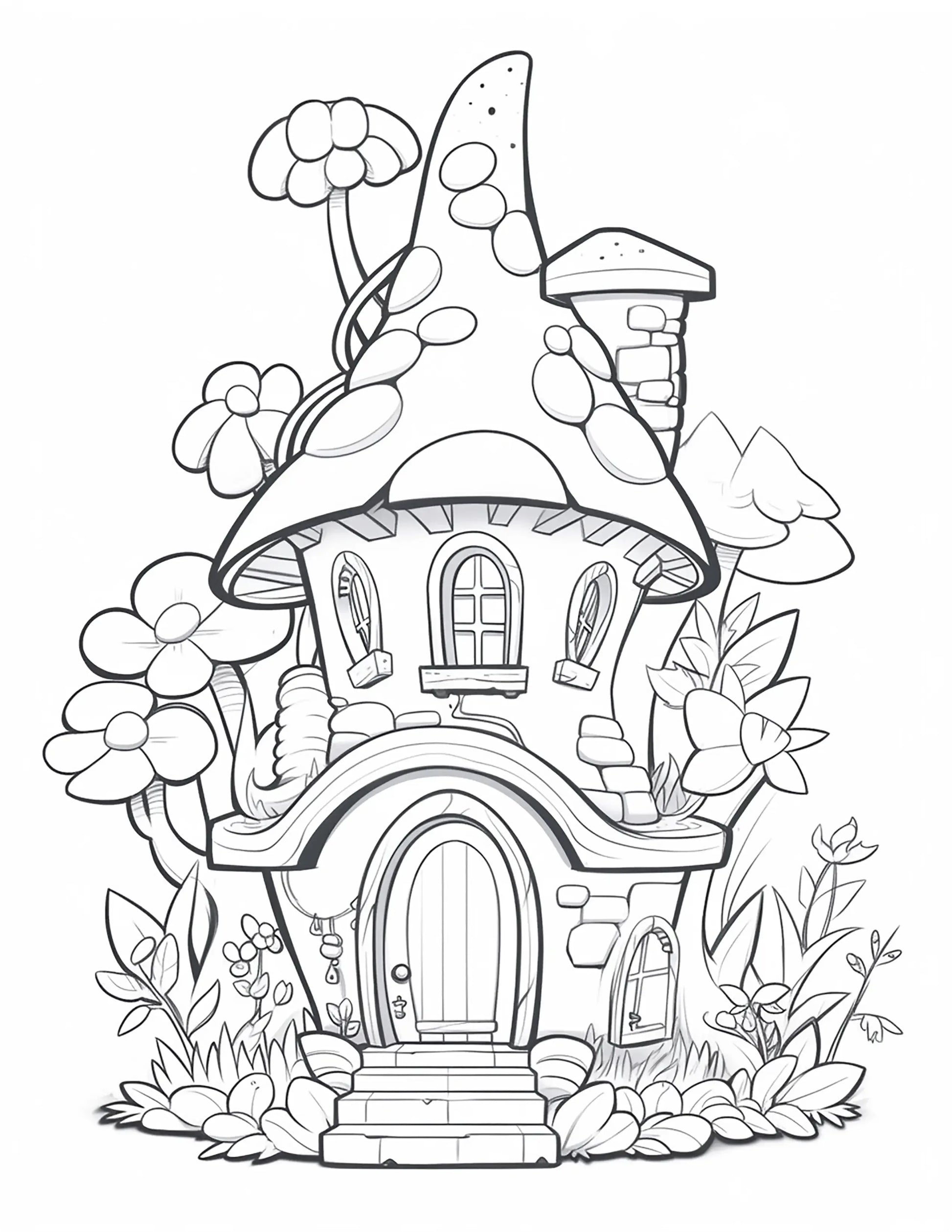 140 Fairy House Coloring Pages 1-Robs Books