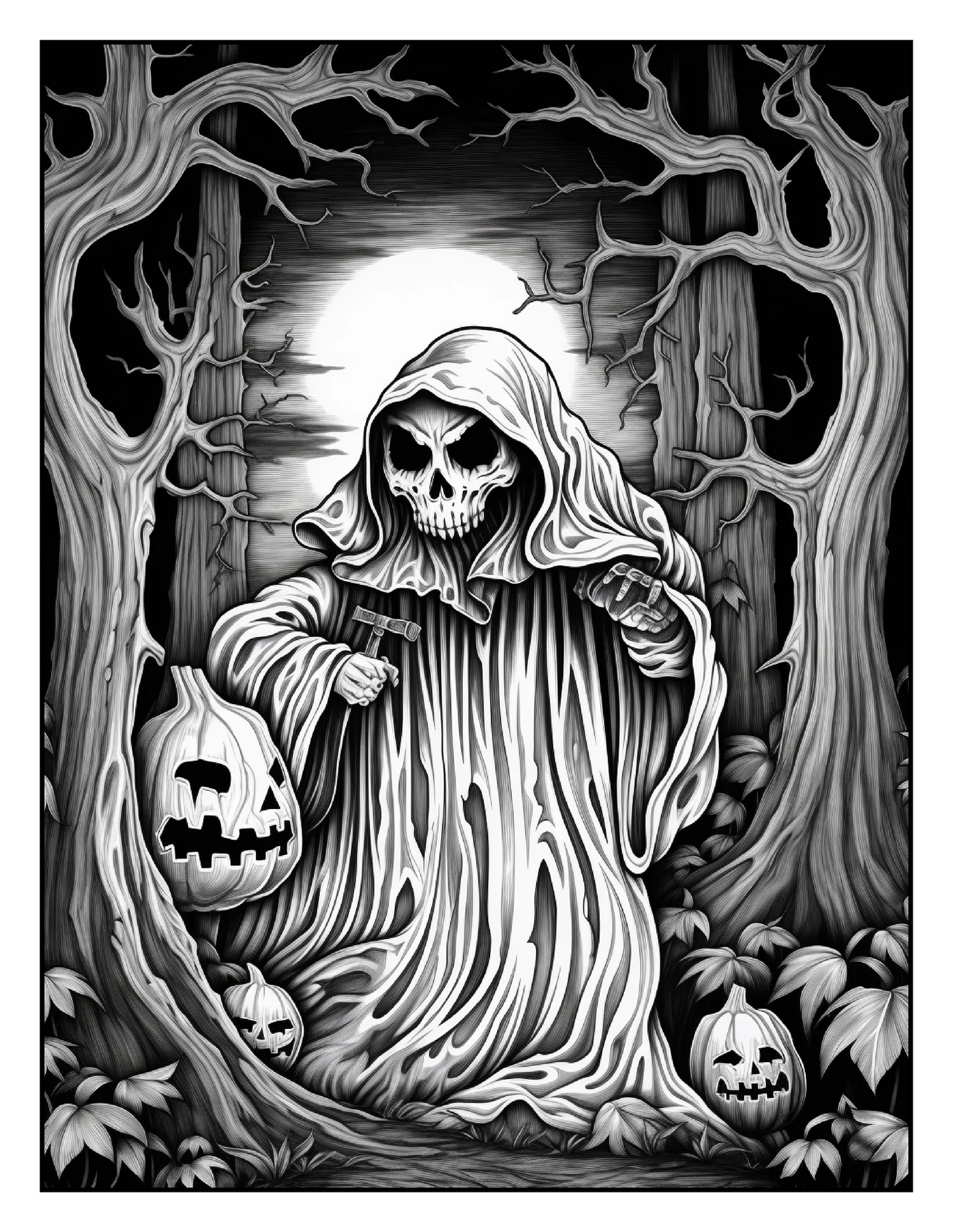 100 Halloween Ghost Coloring Pages For Adults 1-Robs Books
