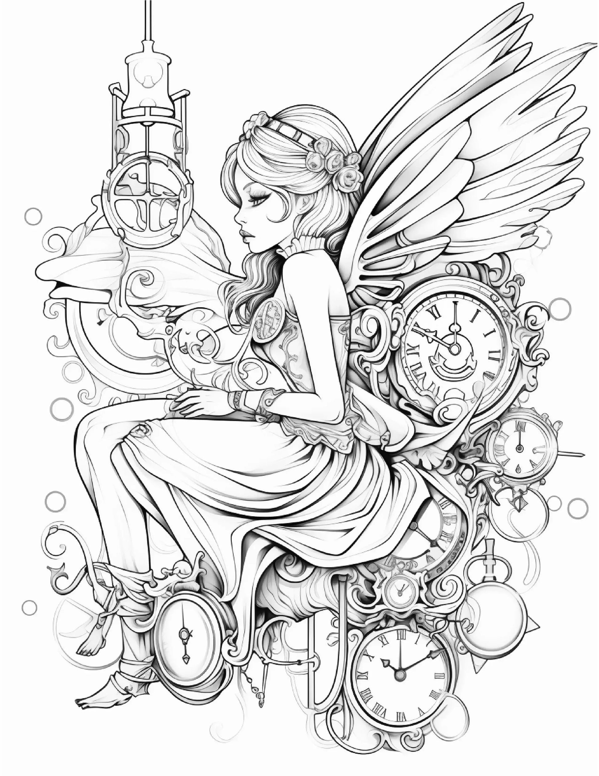 100 Steampunk Fairies Coloring Pages 2-Robs Books