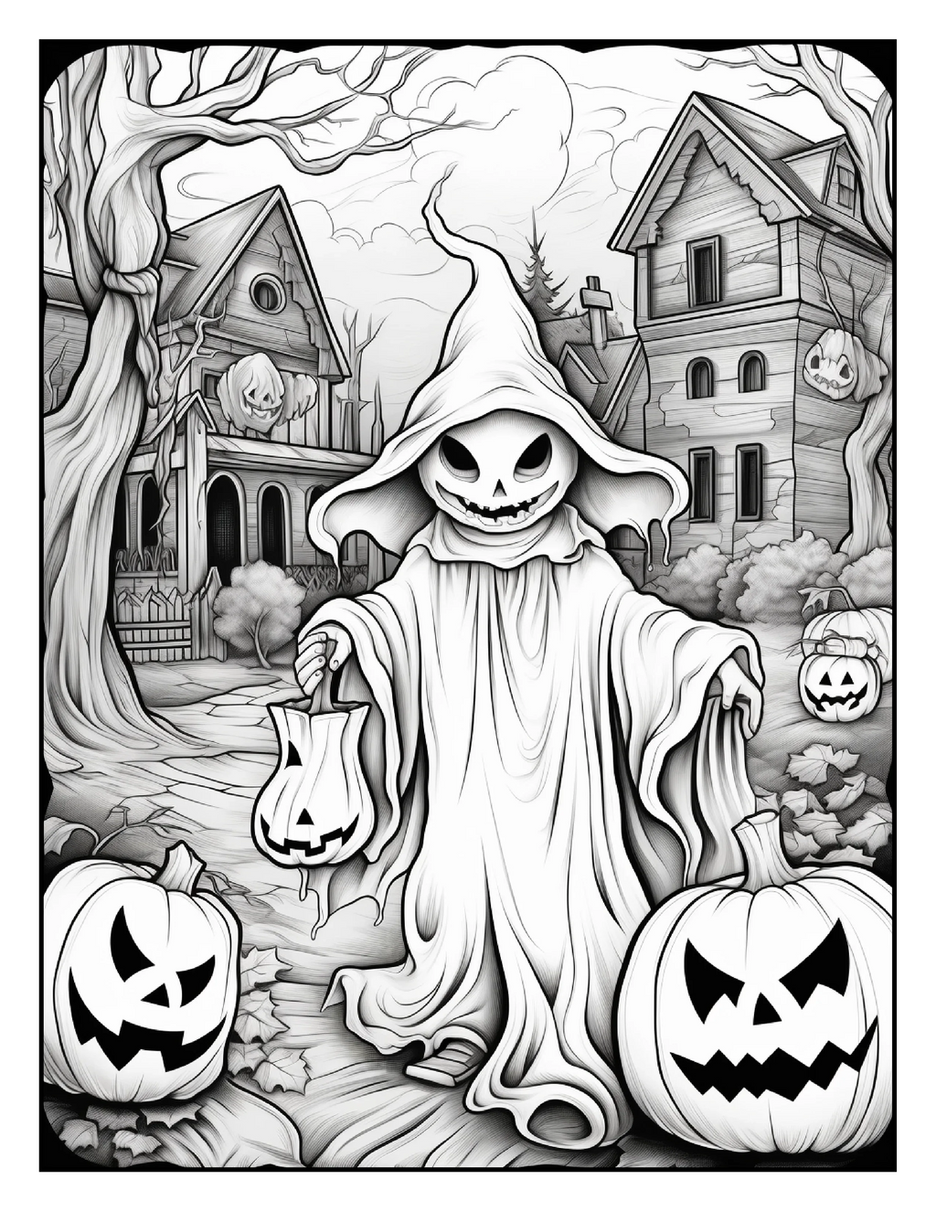 100 Halloween Ghost Coloring Pages For Adults - Robs Books