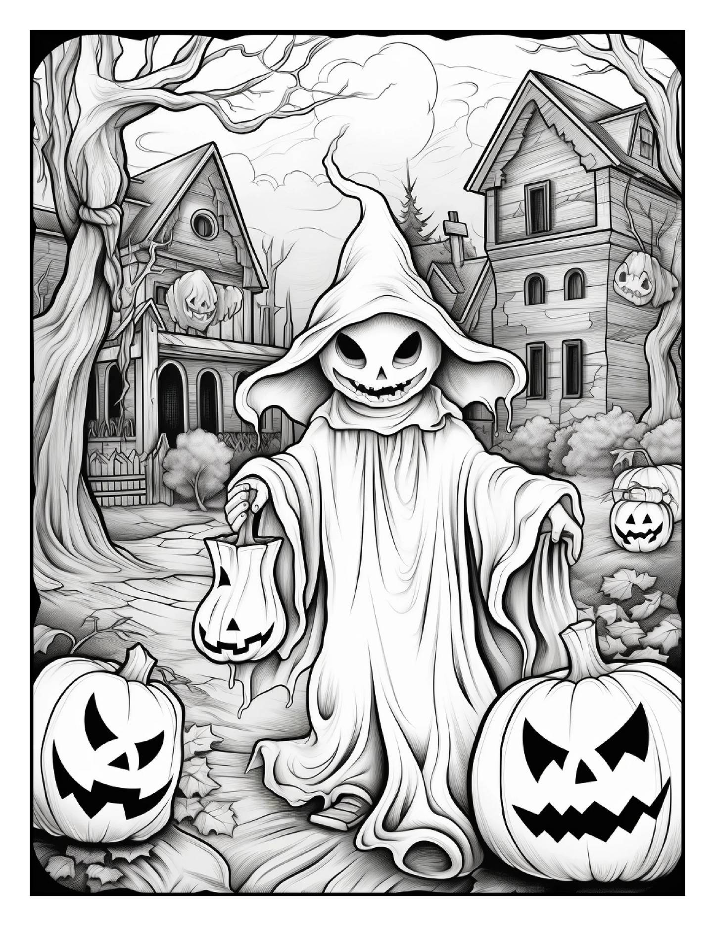 100 Halloween Ghost Coloring Pages For Adults-Robs Books