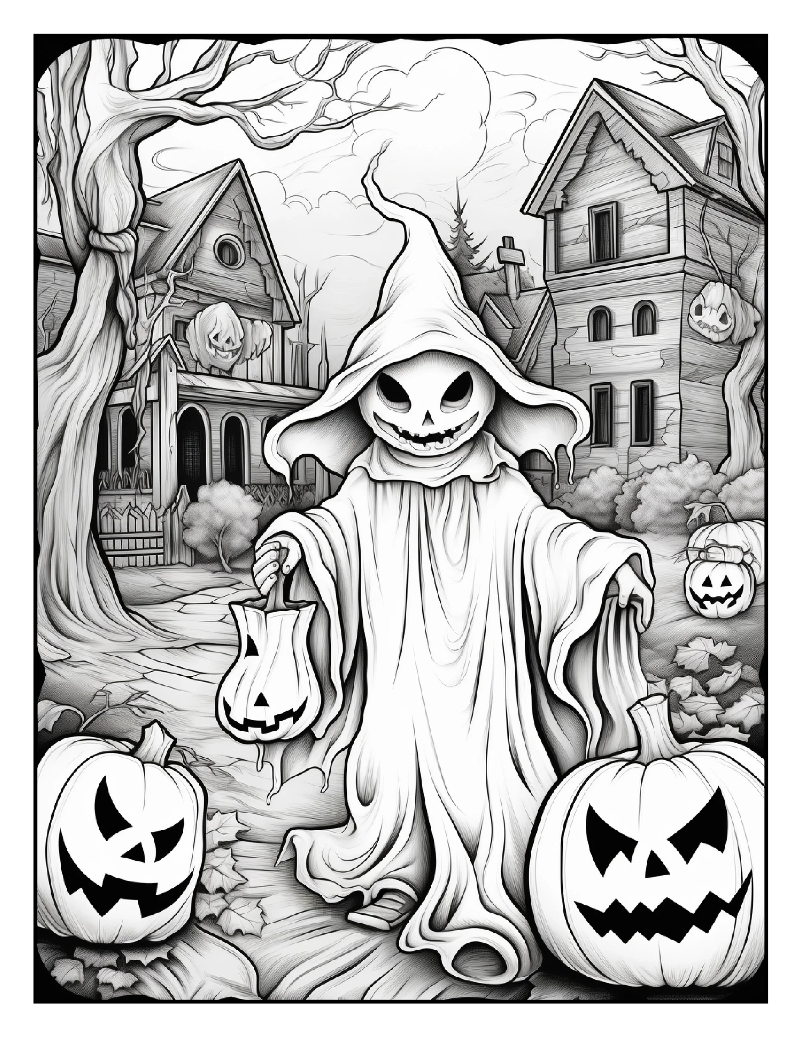 100 Halloween Ghost Coloring Pages For Adults - Robs Books