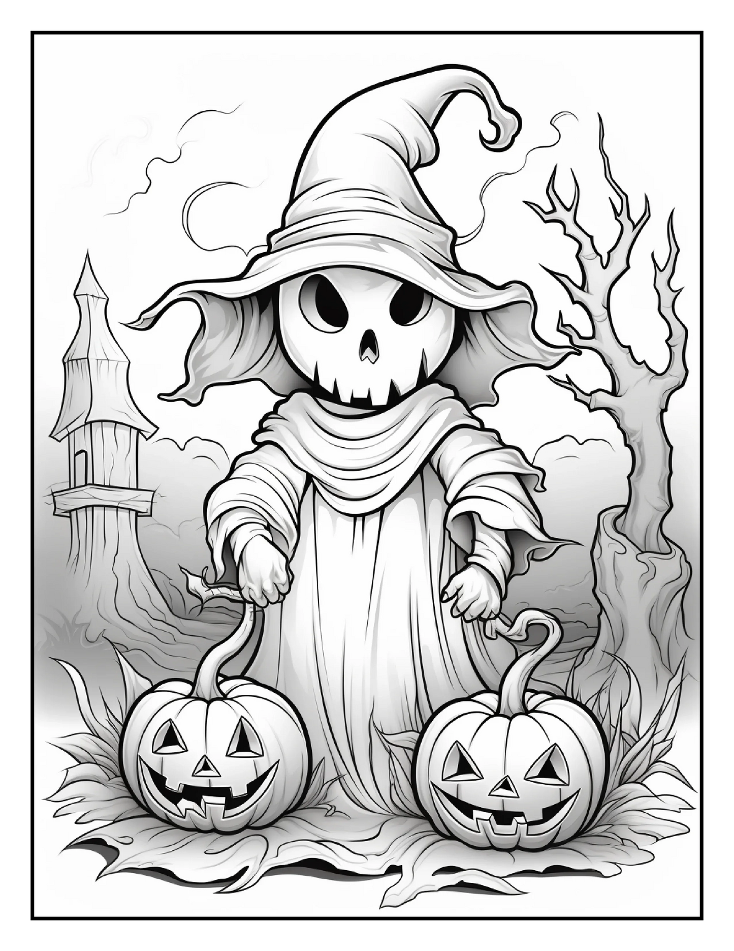 100 Halloween Ghost Coloring Pages For Adults-Robs Books