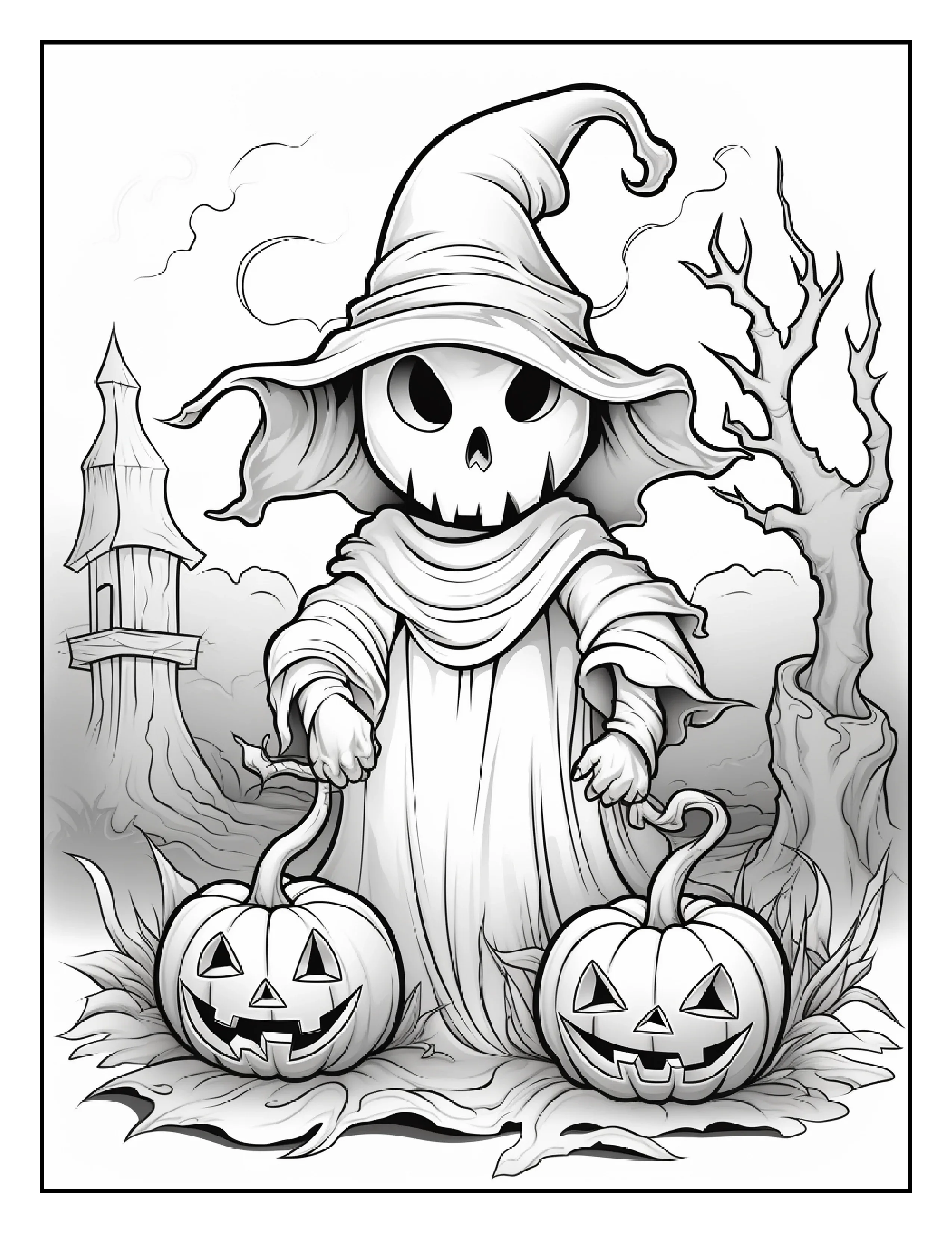 100 Halloween Ghost Coloring Pages For Adults - Robs Books
