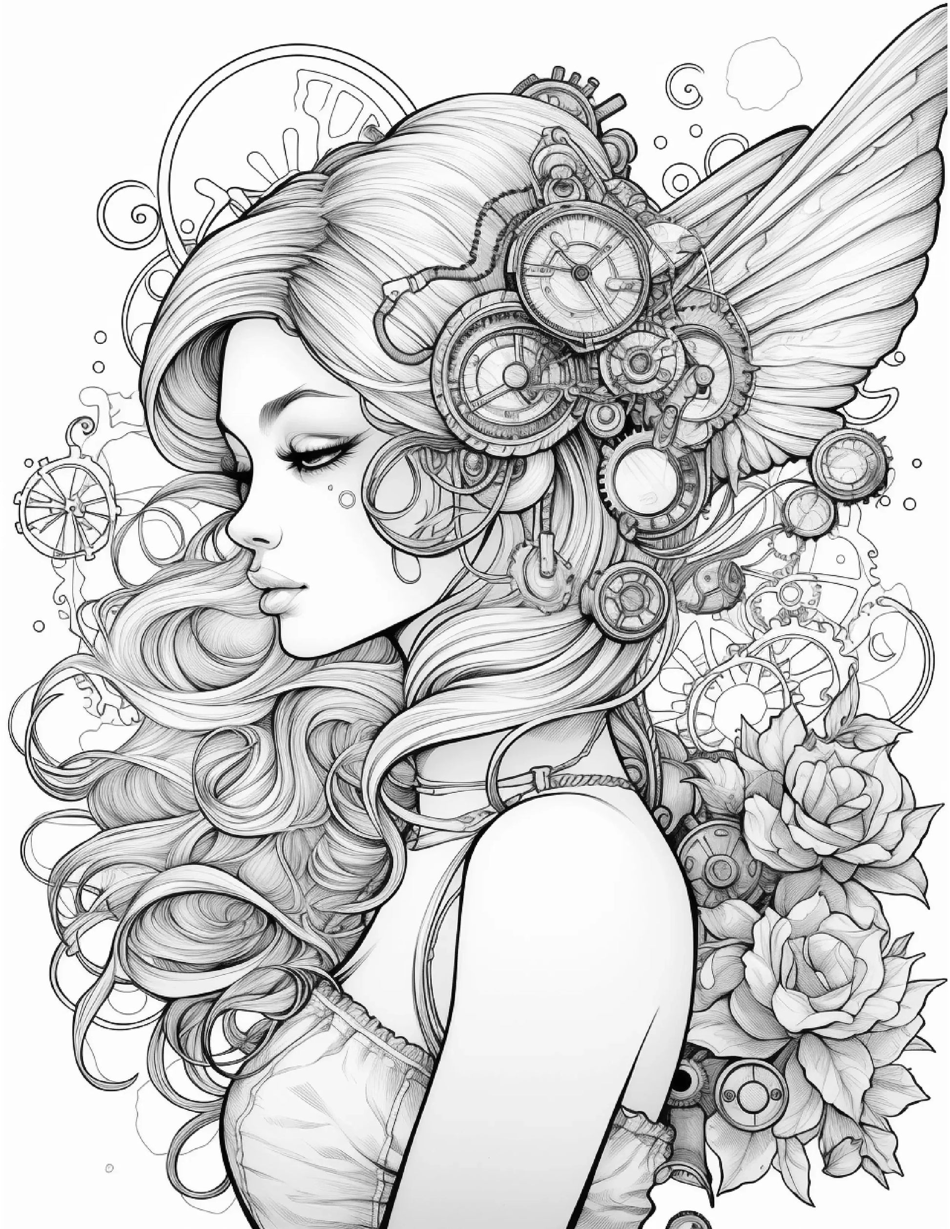 100 Steampunk Fairies Coloring Pages 2-Robs Books