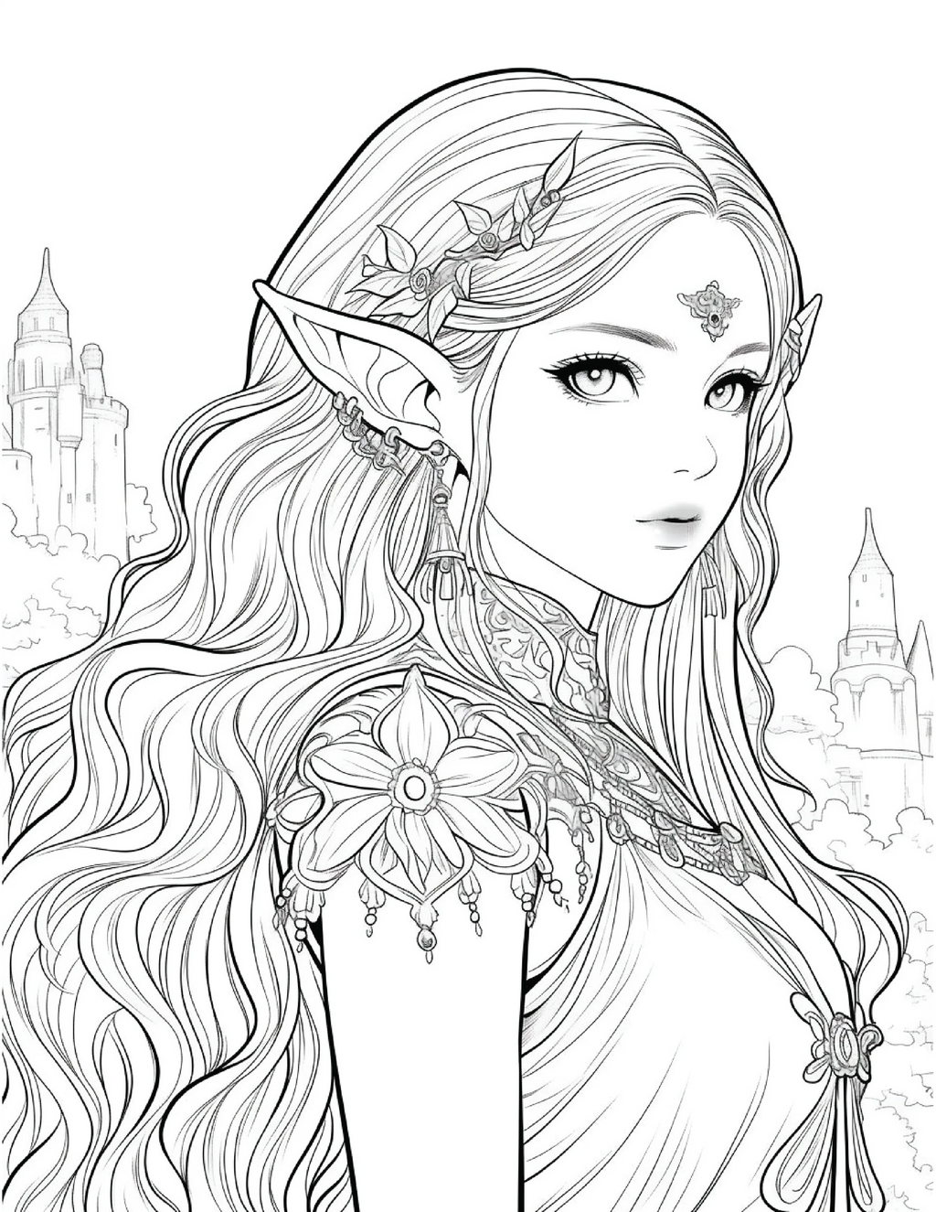 300 Elf Princess Coloring Pages 11 - Robs Books