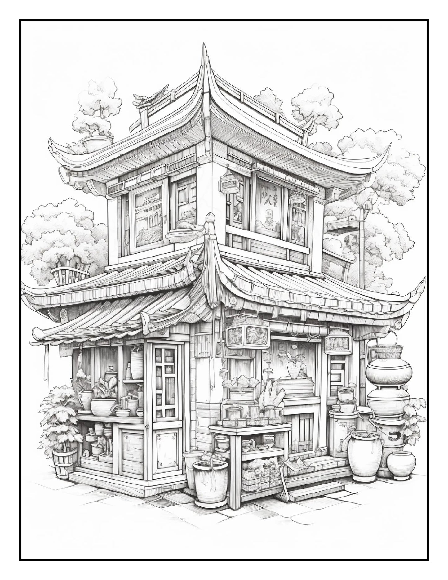 150 Chinese Shop Coloring Pages-Robs Books