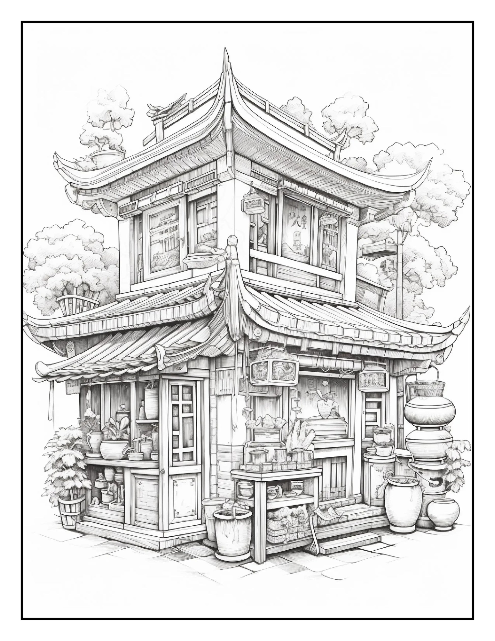 150 Chinese Shop Coloring Pages-Robs Books