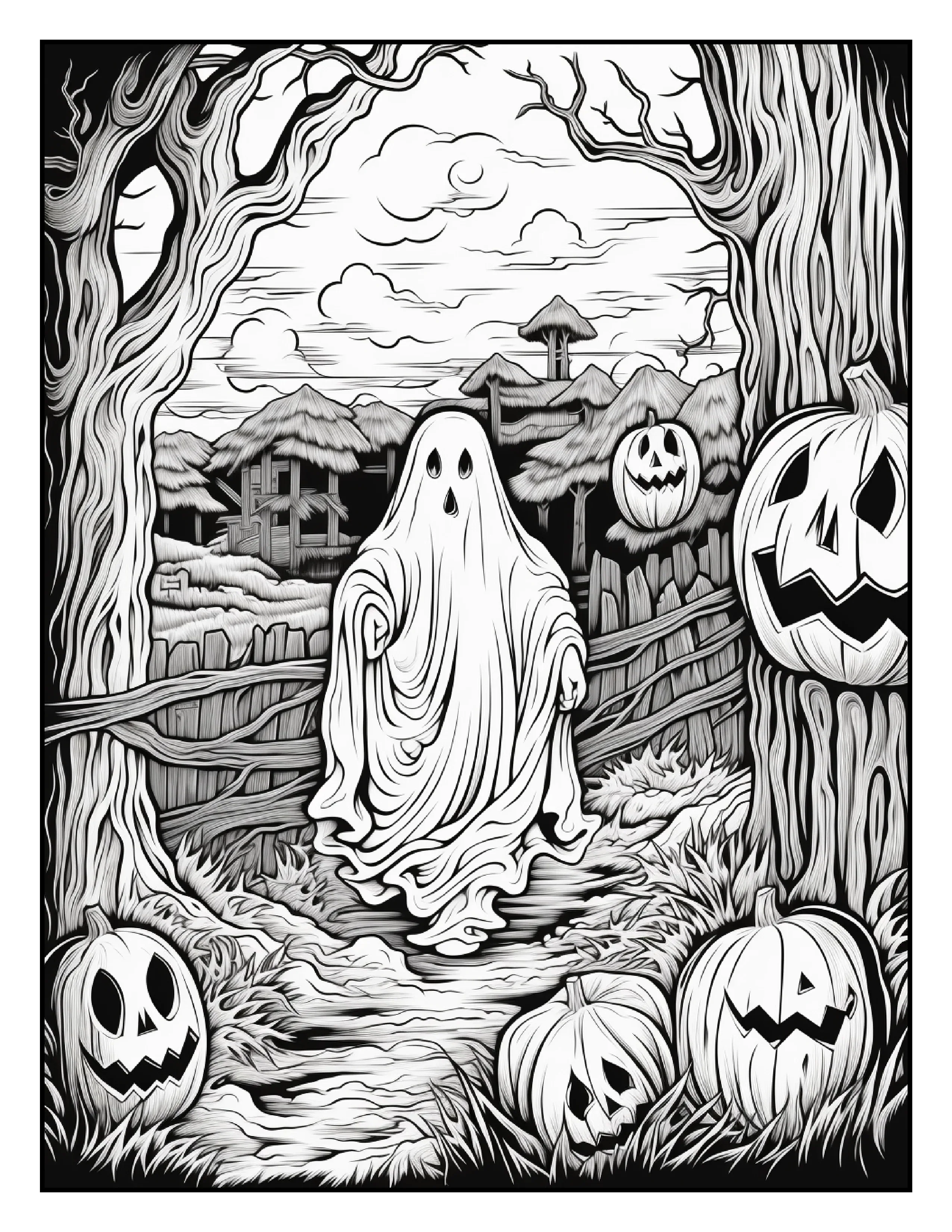 100 Halloween Ghost Coloring Pages For Adults 1 - Robs Books