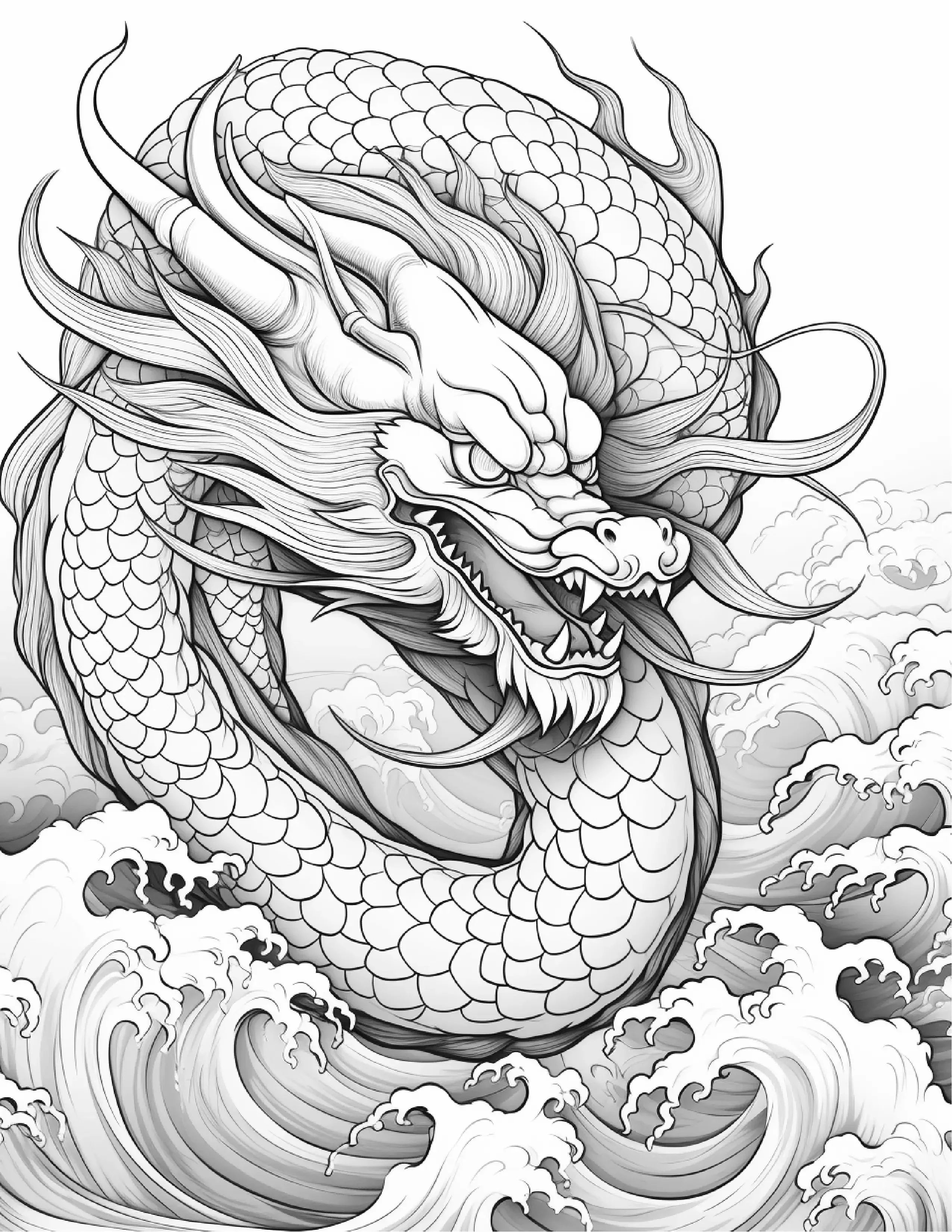 Chinese Dragon Coloring Pages For Adults 1 - Robs Books