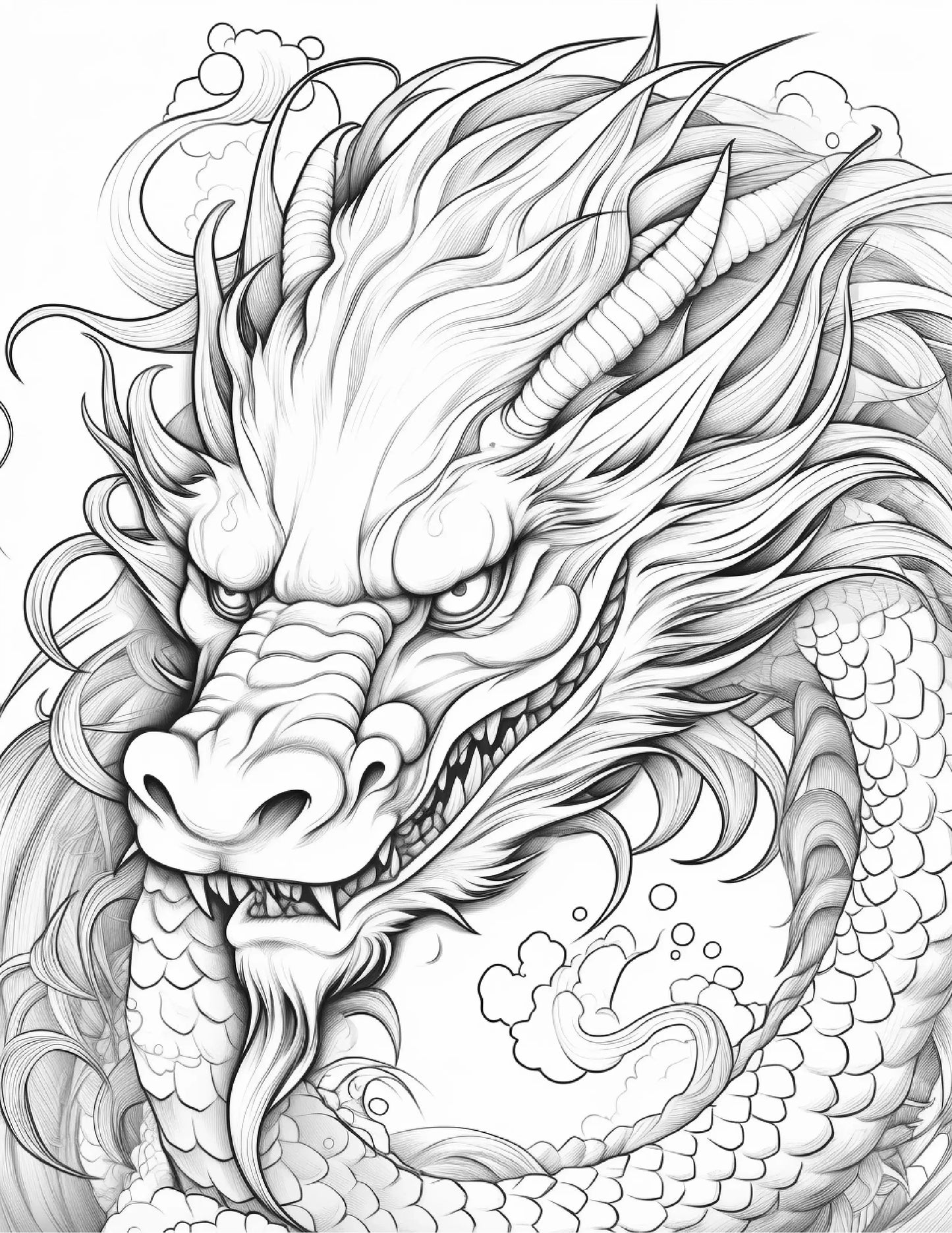 Chinese Dragon Coloring Pages For Adults 1-Robs Books