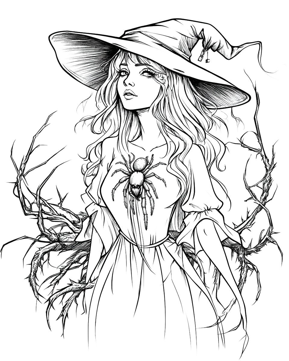120 Halloween Witch Coloring Pages-Robs Books