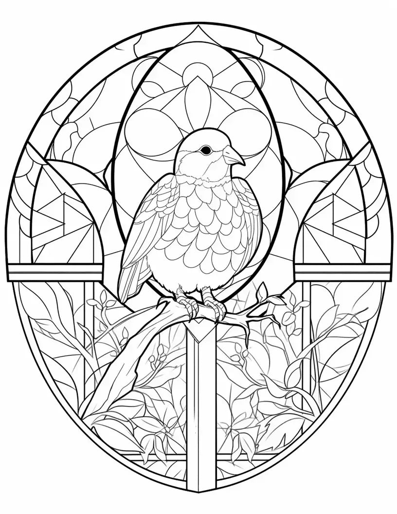 110 Animals Stained Glass Coloring Pages-Robs Books