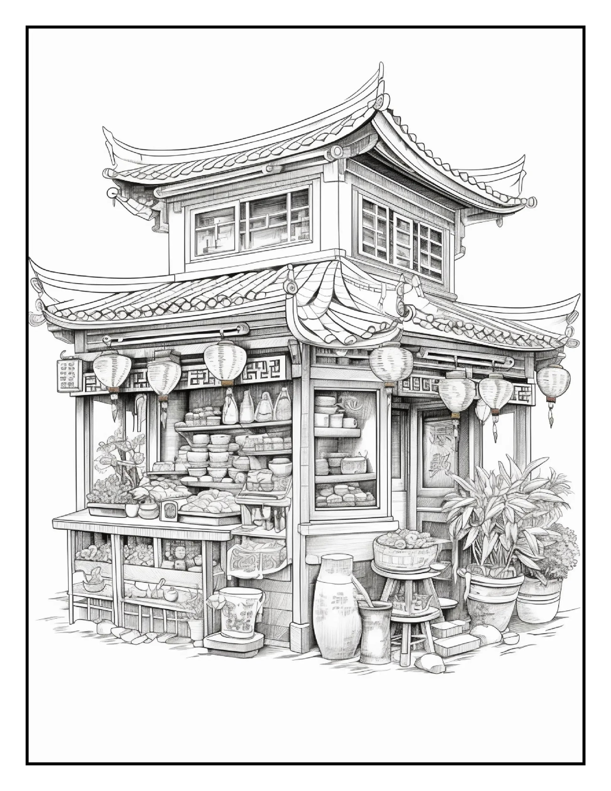 150 Chinese Shop Coloring Pages-Robs Books