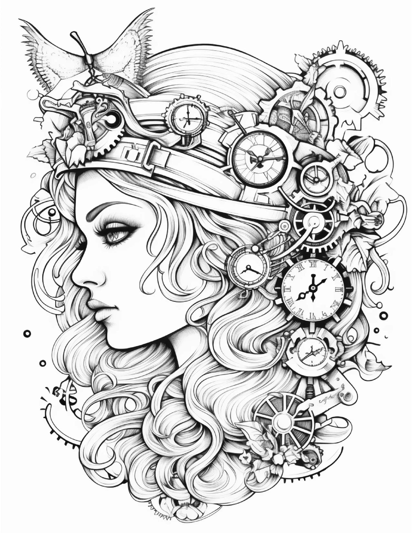 100 Steampunk Fairies Coloring Pages 2-Robs Books