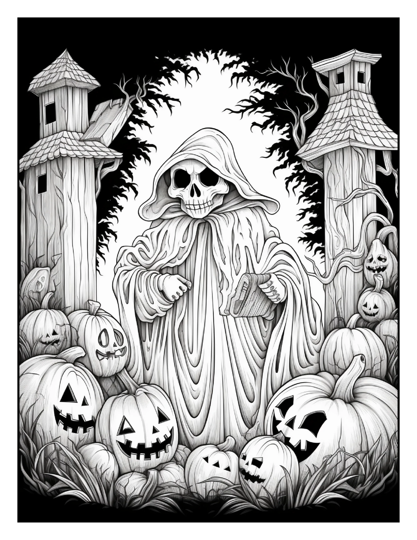 100 Halloween Ghost Coloring Pages For Adults 1-Robs Books