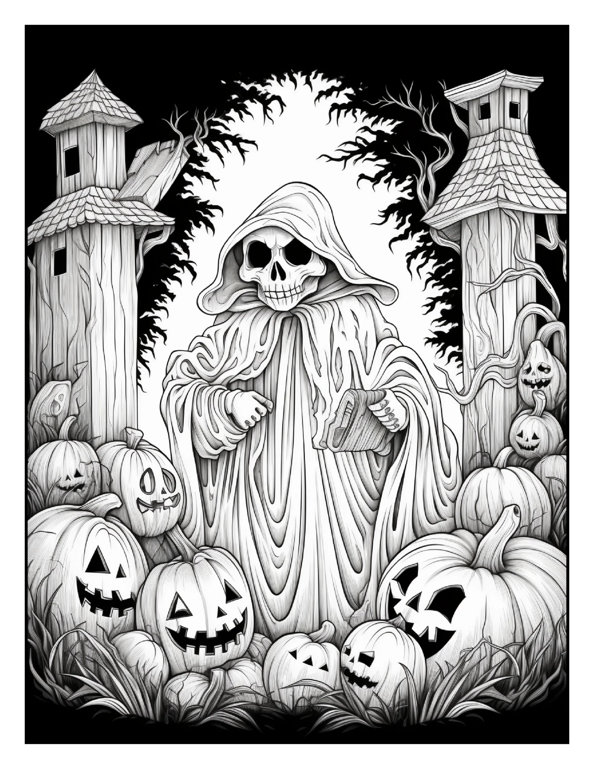 100 Halloween Ghost Coloring Pages For Adults 1-Robs Books