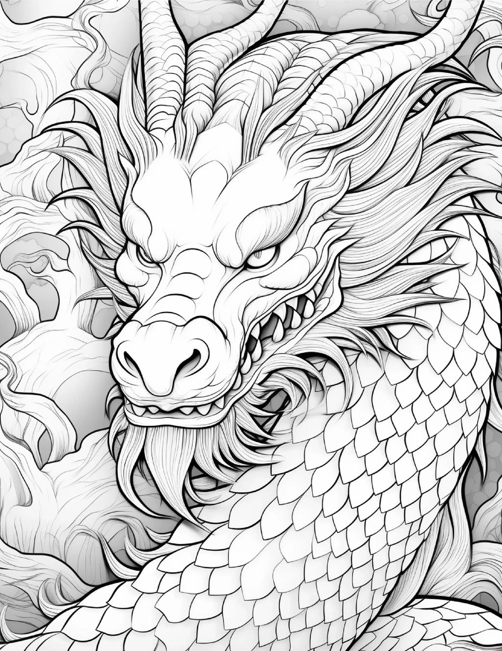 chinese dragon coloring pages for Adults 2 - Robs Books