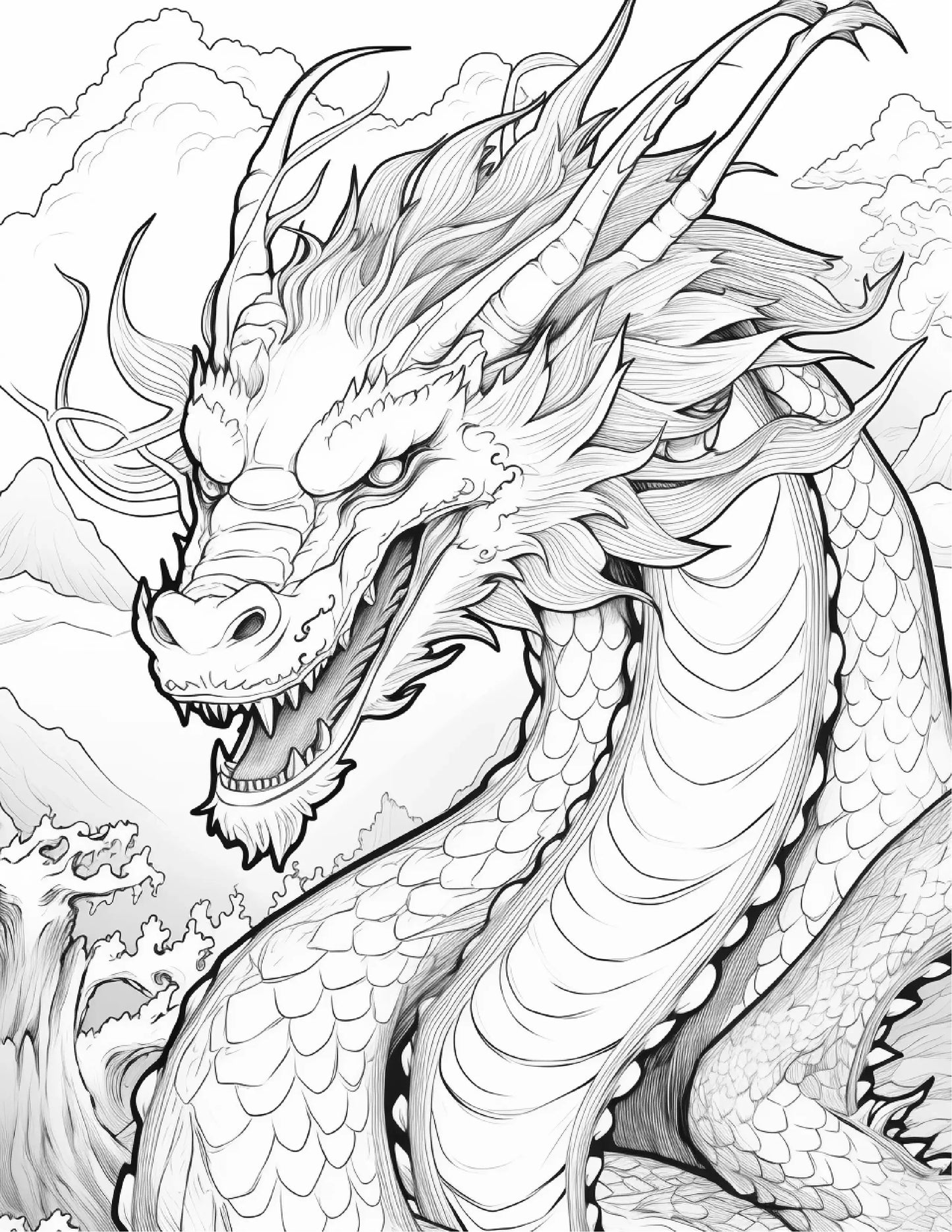 chinese dragon coloring pages for Adults 2-Robs Books