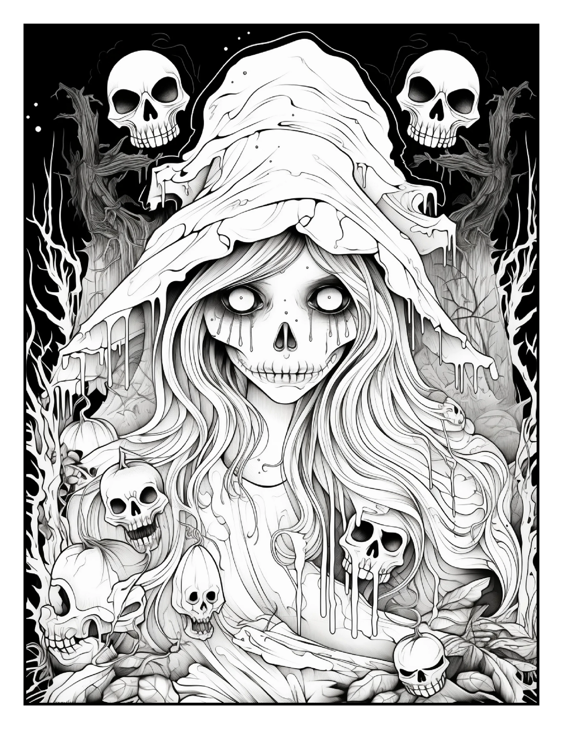 100 Halloween Ghost Coloring Pages For Adults 1-Robs Books