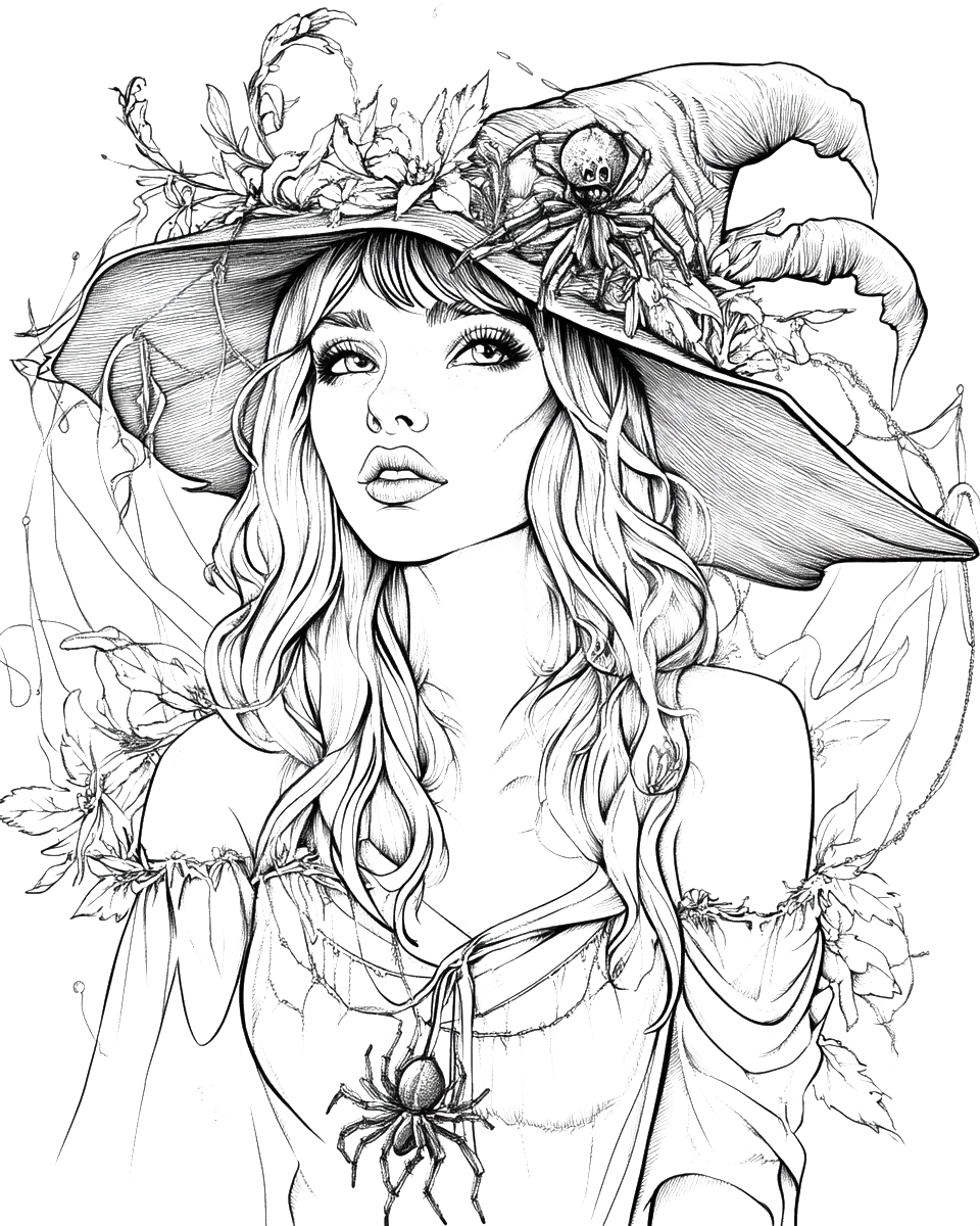120 Halloween Witch Coloring Pages-Robs Books
