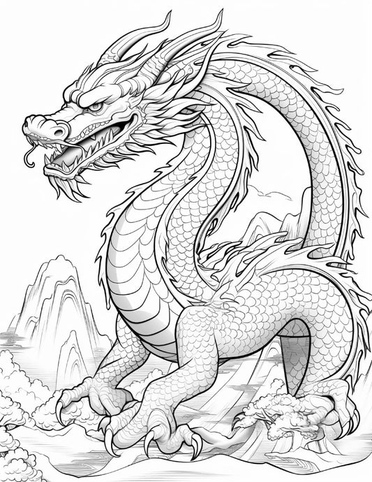 270 Chinese Dragon Coloring Pages For Adults 3-Robs Books