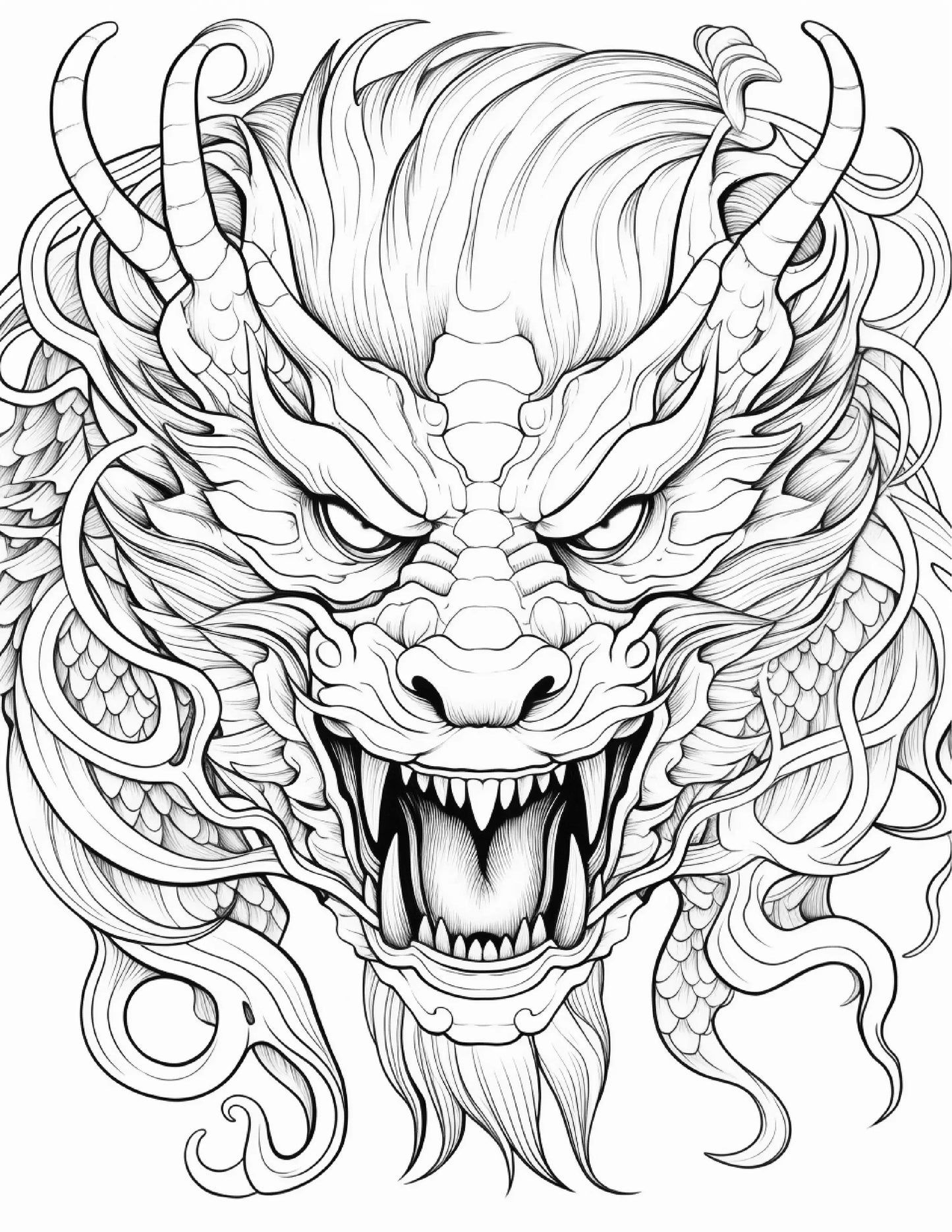 270 Chinese Dragon Coloring Pages For Adults 3-Robs Books