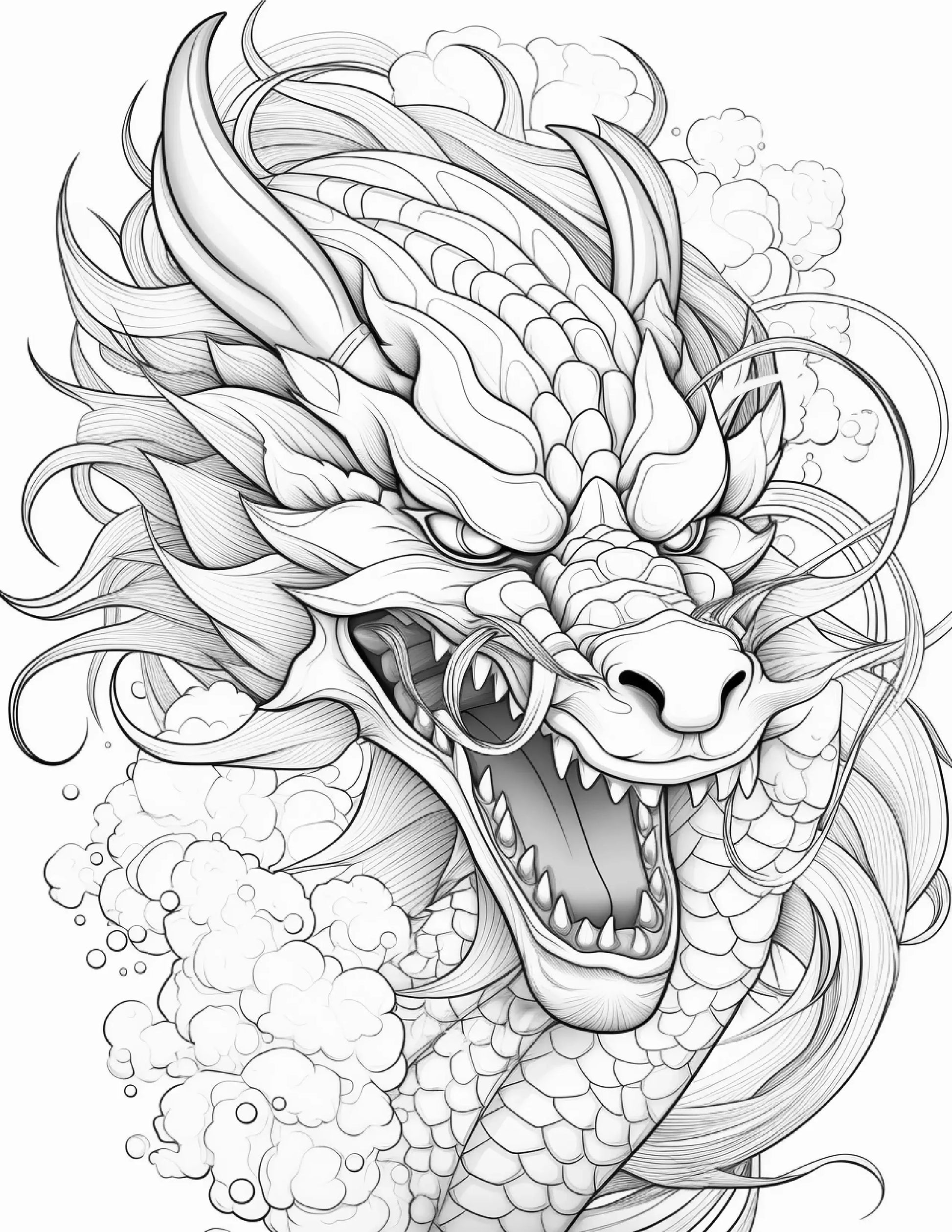 270 Chinese Dragon Coloring Pages For Adults 3-Robs Books
