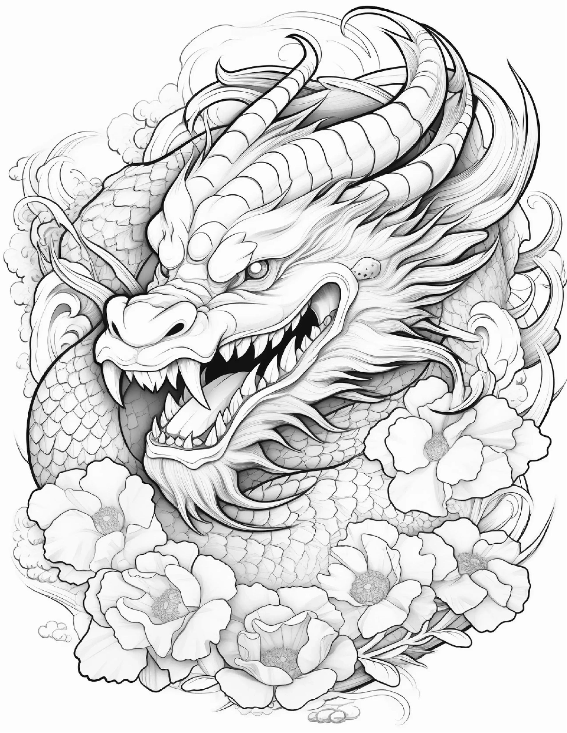 270 Chinese Dragon Coloring Pages For Adults 3-Robs Books