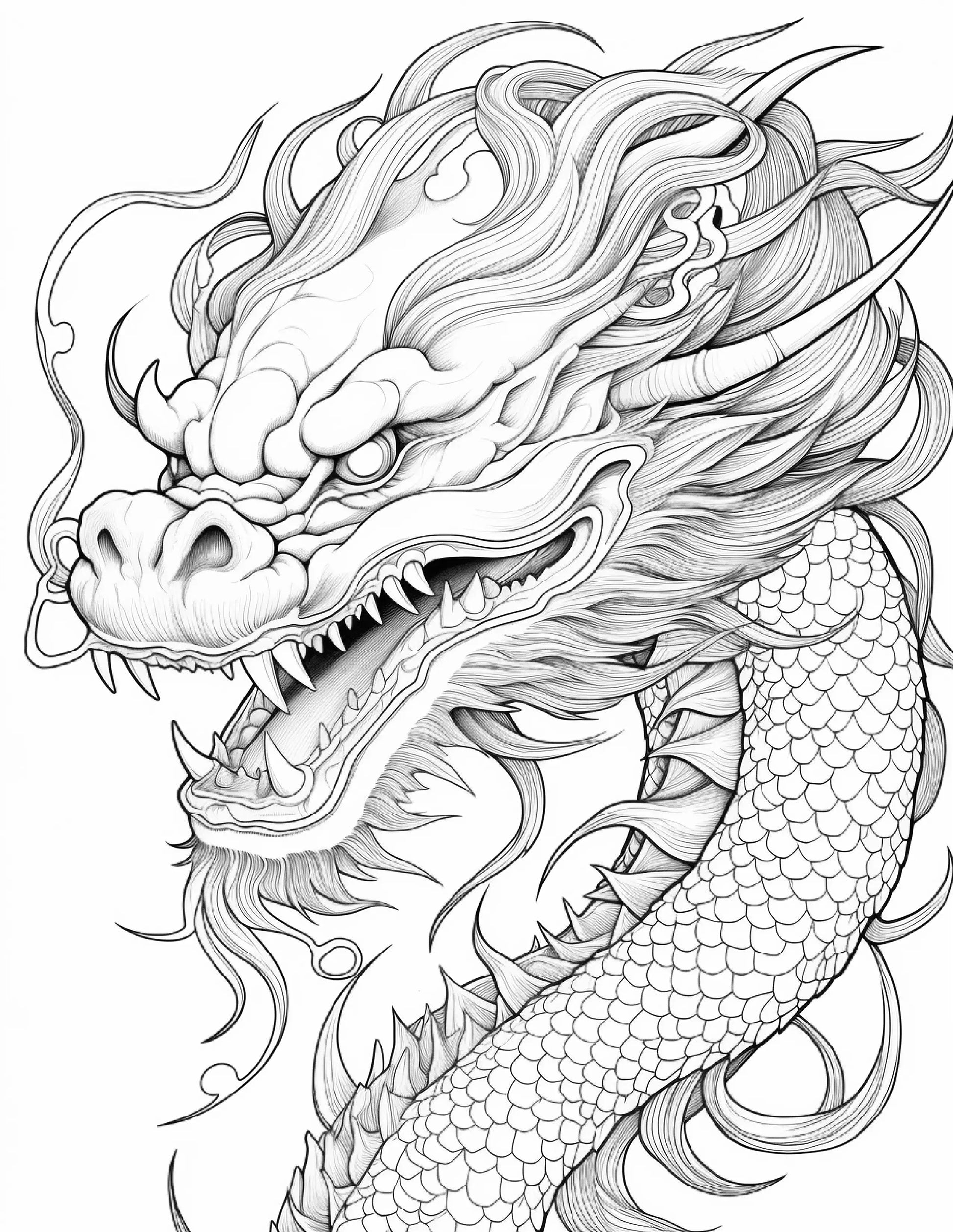 270 Chinese Dragon Coloring Pages For Adults 3-Robs Books