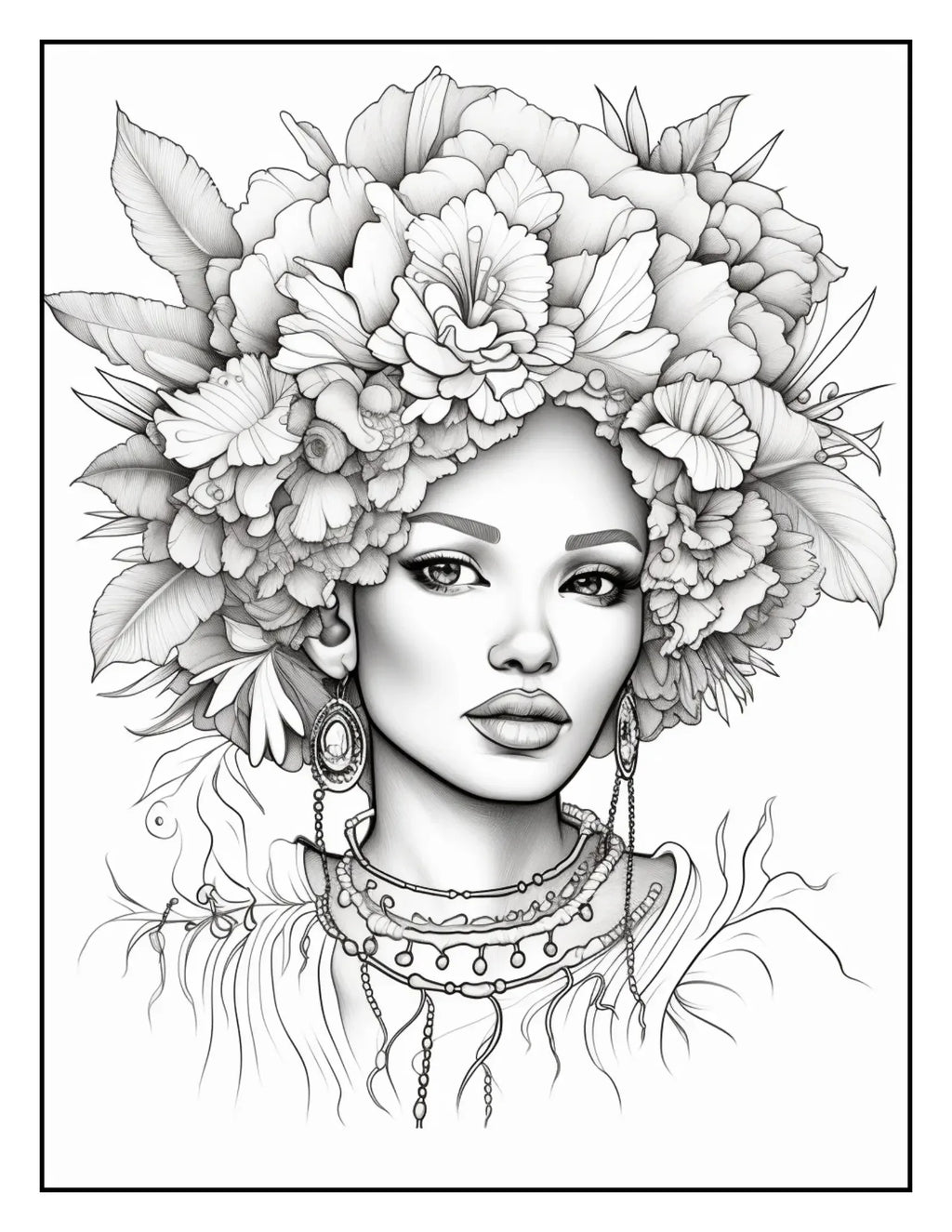 African-Black-Woman-Coloring Book 163 Pages - Robs Books