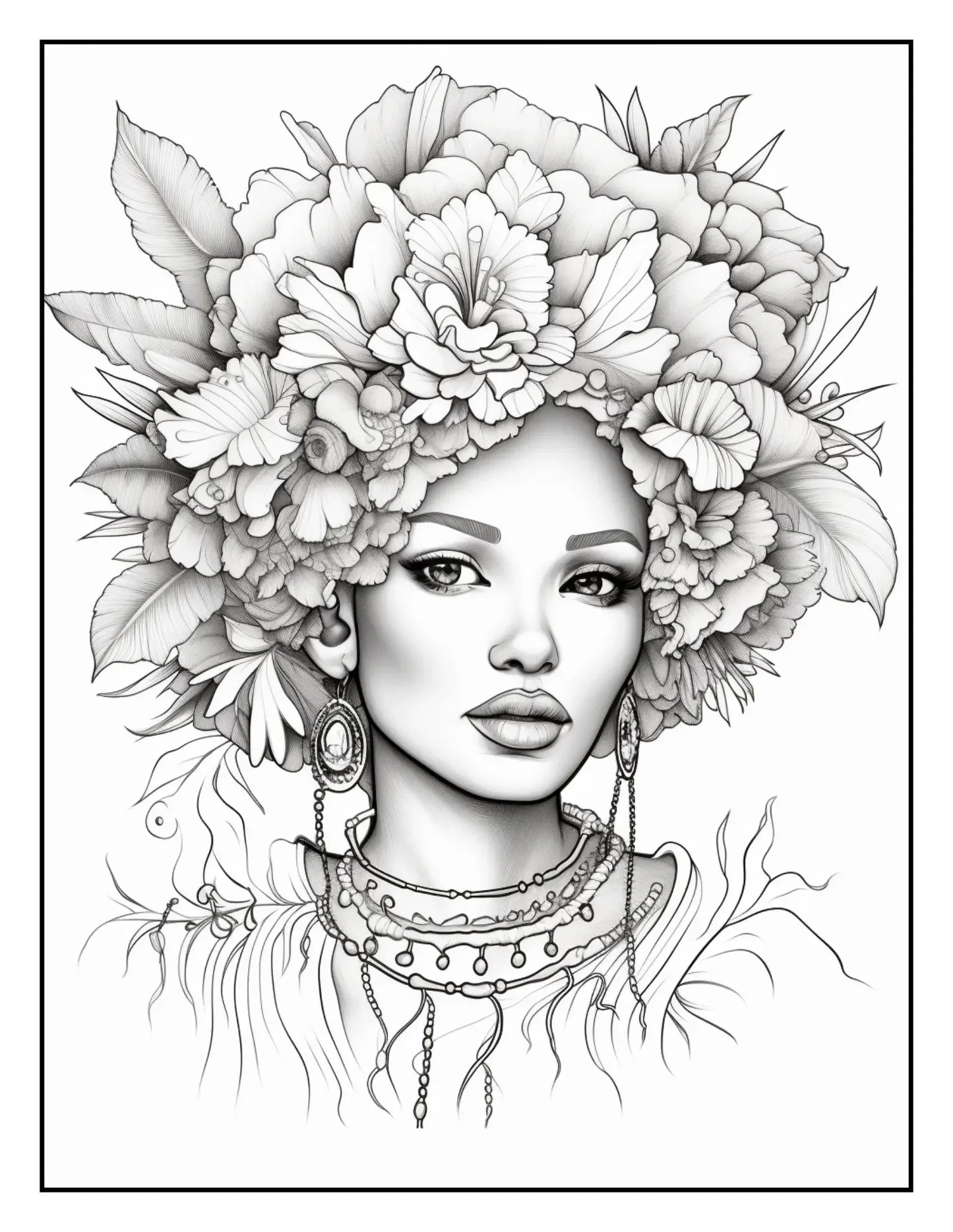 African-Black-Woman-Coloring Book 163 Pages-Robs Books