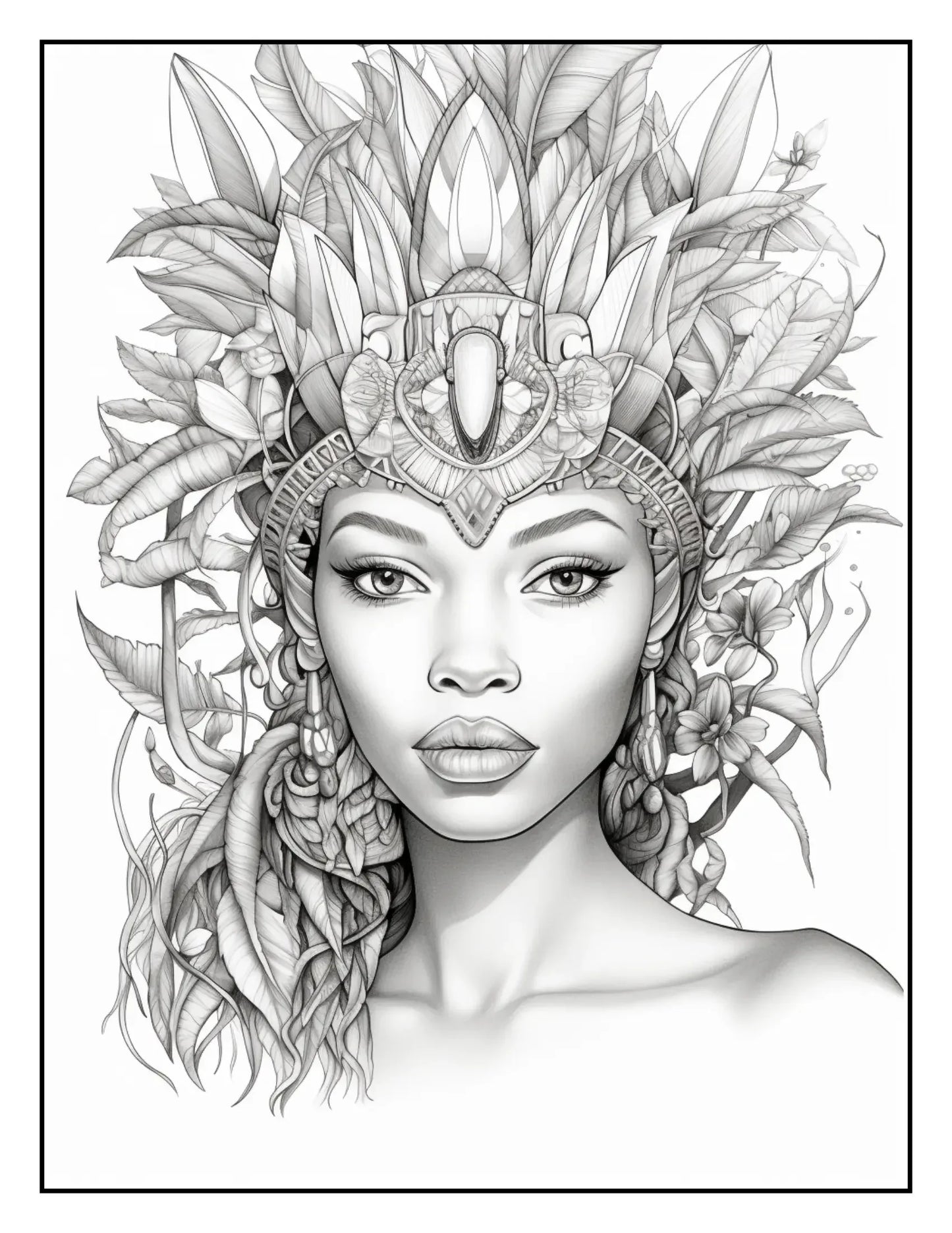 African-Black-Woman-Coloring Book 163 Pages-Robs Books