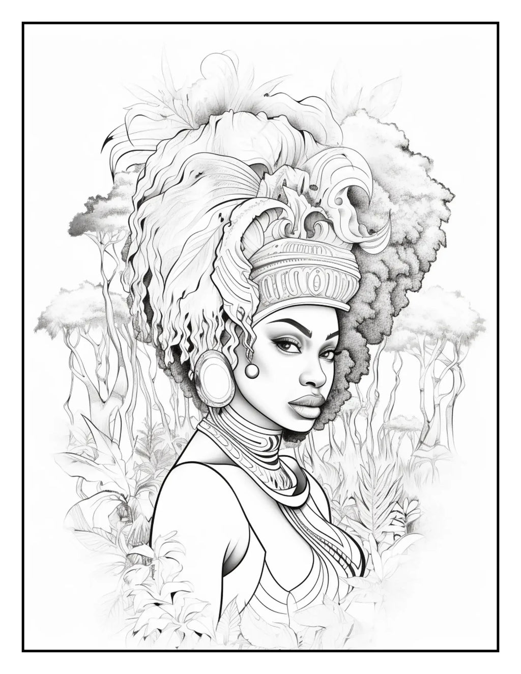 African-Black-Woman-Coloring Book 163 Pages - Robs Books
