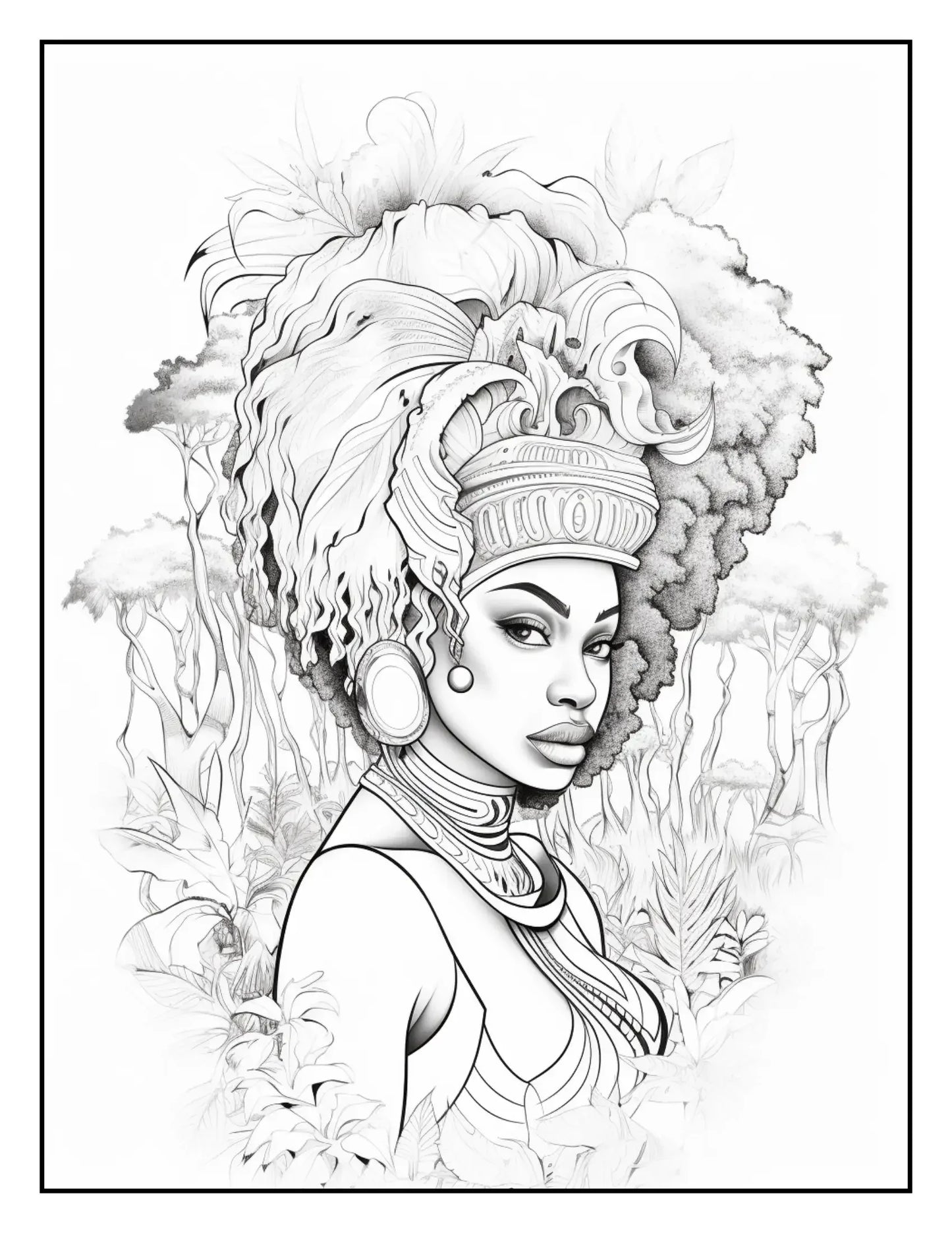 African-Black-Woman-Coloring Book 163 Pages-Robs Books