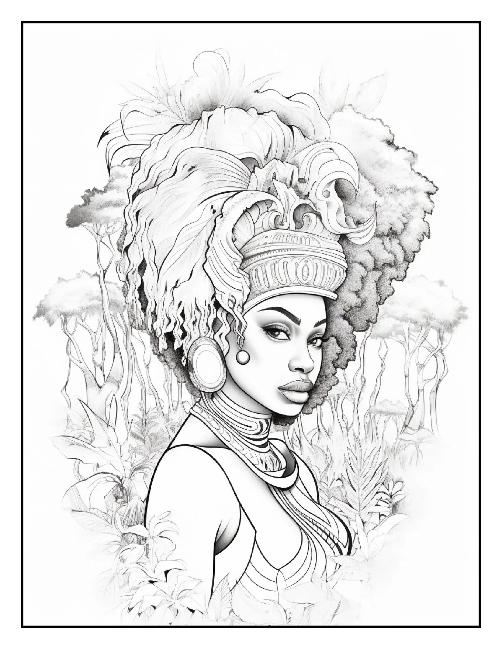 African-Black-Woman-Coloring Book 163 Pages-Robs Books