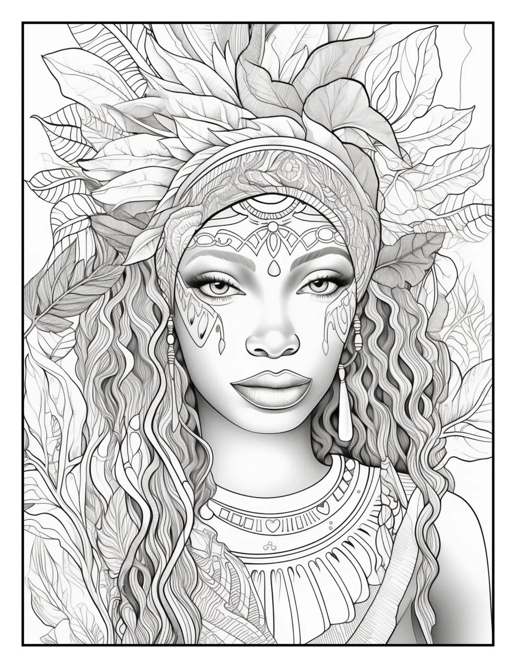 African-Black-Woman-Coloring Book 163 Pages - Robs Books