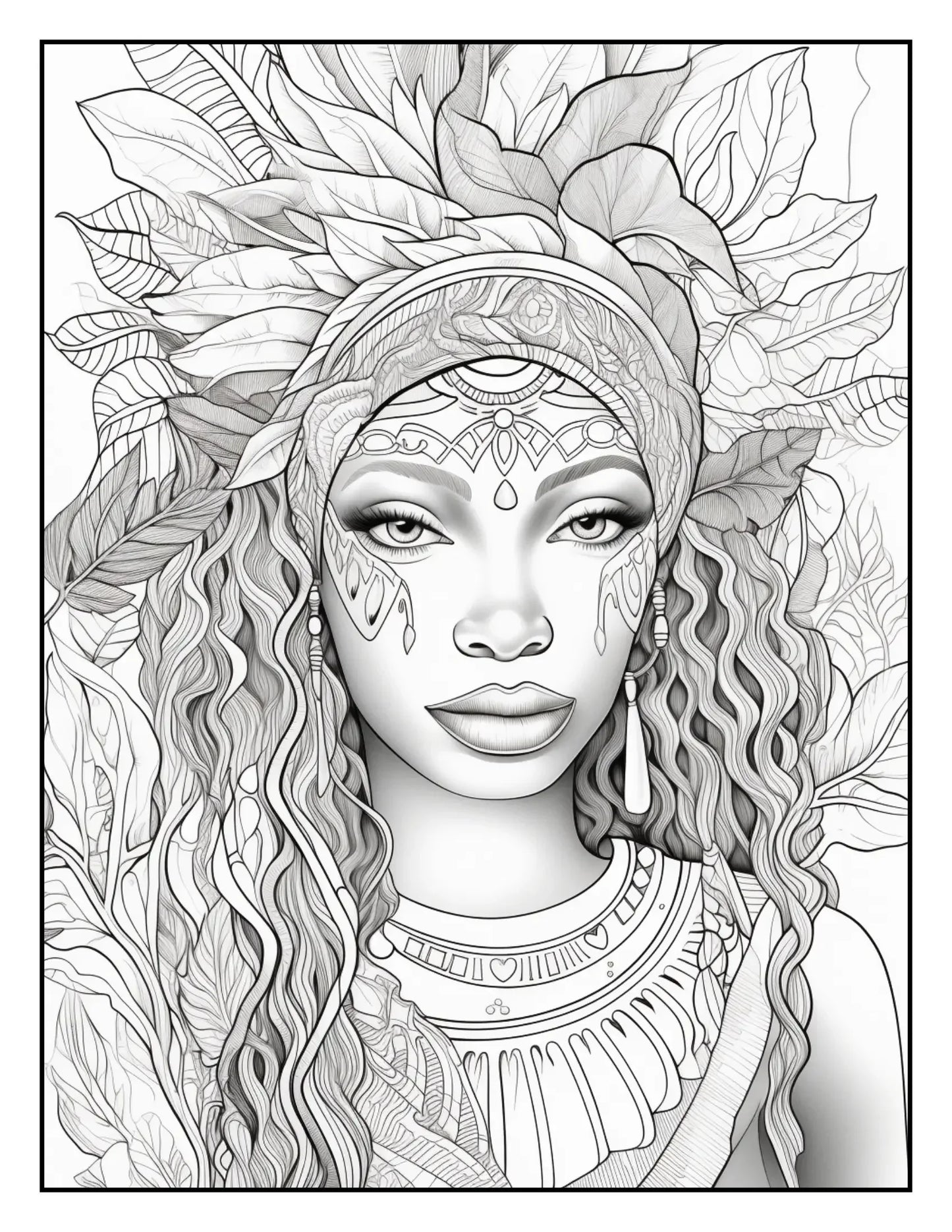 African-Black-Woman-Coloring Book 163 Pages-Robs Books