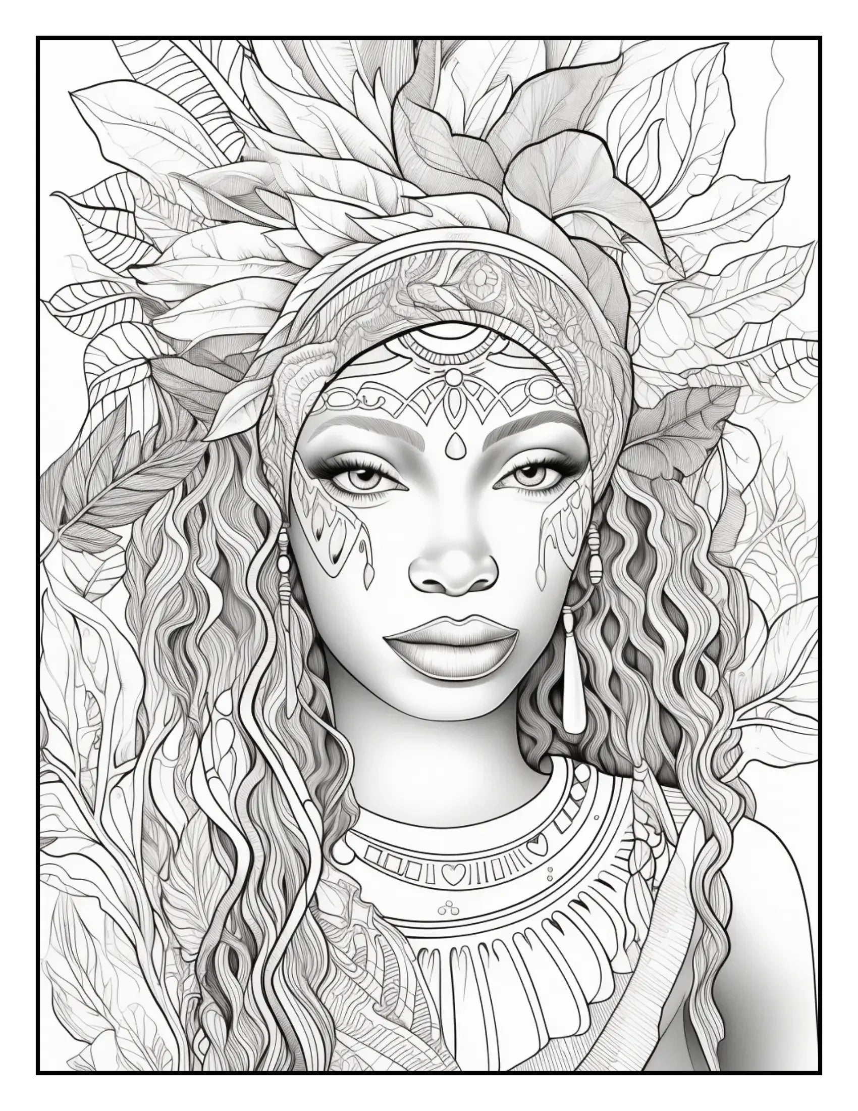 African-Black-Woman-Coloring Book 163 Pages-Robs Books