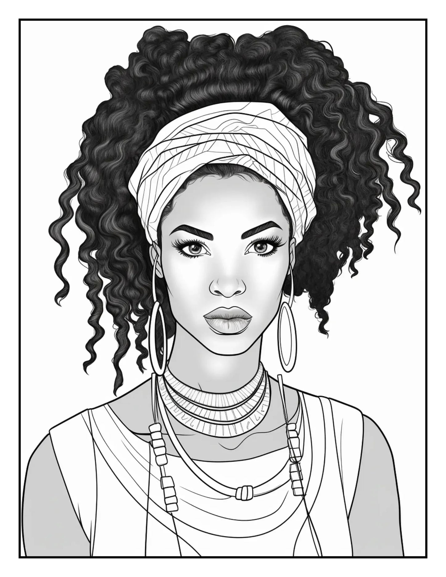African Black Woman Coloring Book 62 Pages-Robs Books
