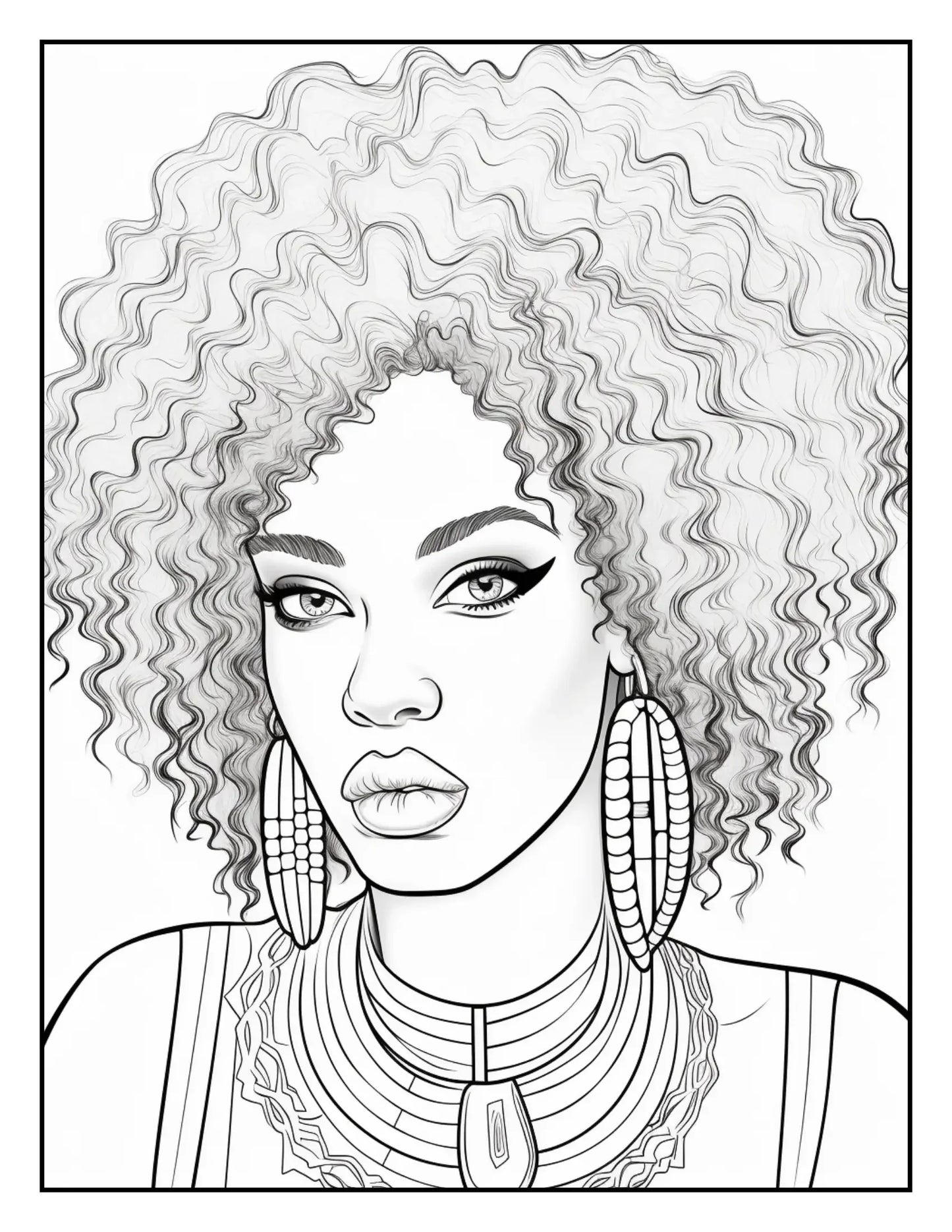 African Black Woman Coloring Book 62 Pages-Robs Books
