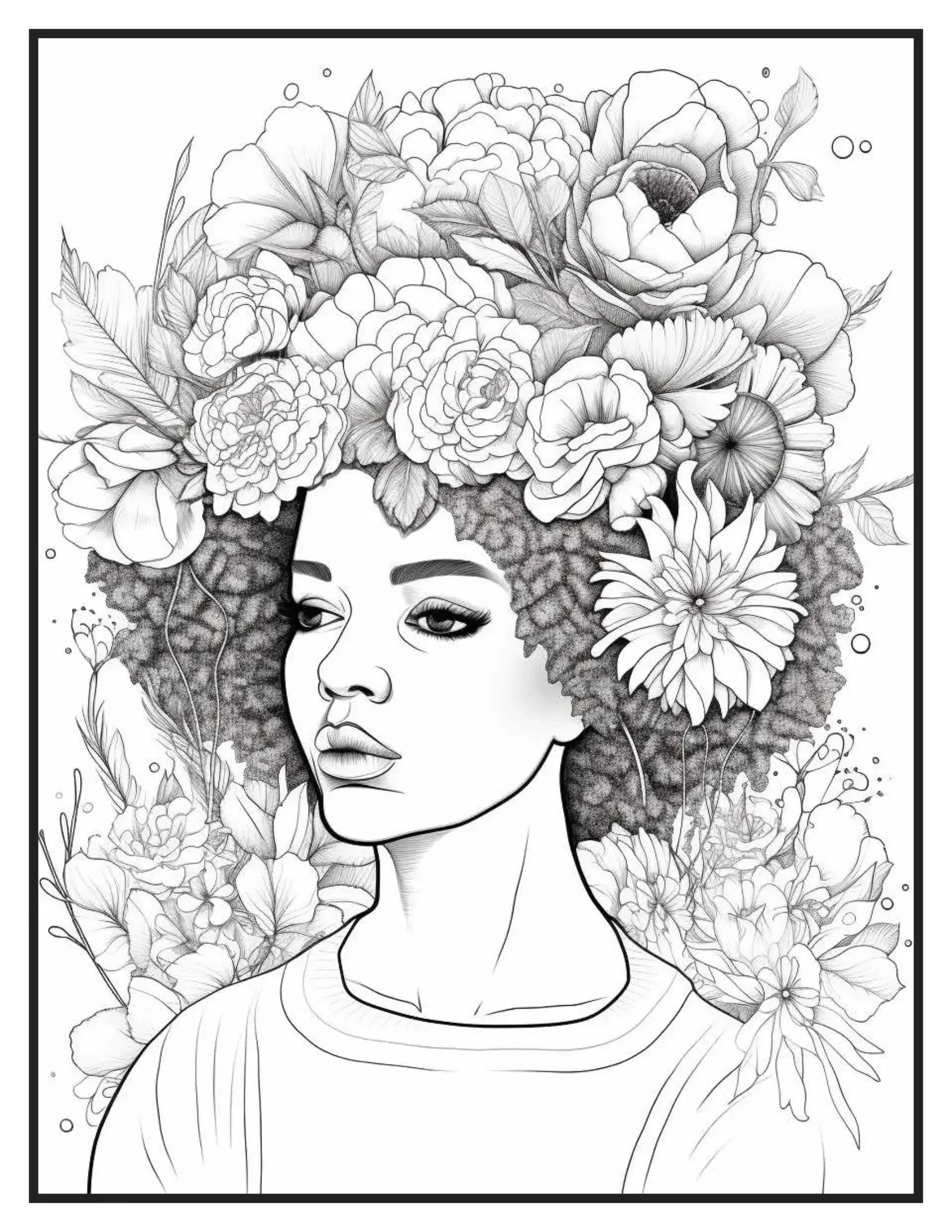 African Black Woman Coloring Book Pages 2-Robs Books