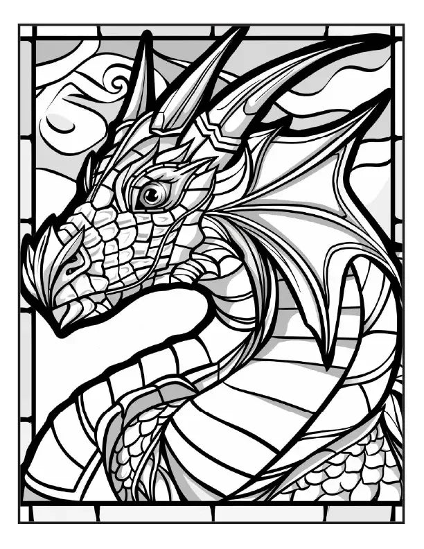 200 Stained Glass Dragon Coloring Pages for Adults-Robs Books