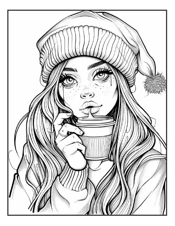 200 Coffee Girls Coloring Pages for Adults-Robs Books