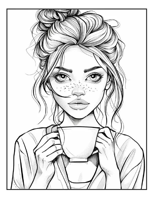 200 Coffee Girls Coloring Pages for Adults-Robs Books
